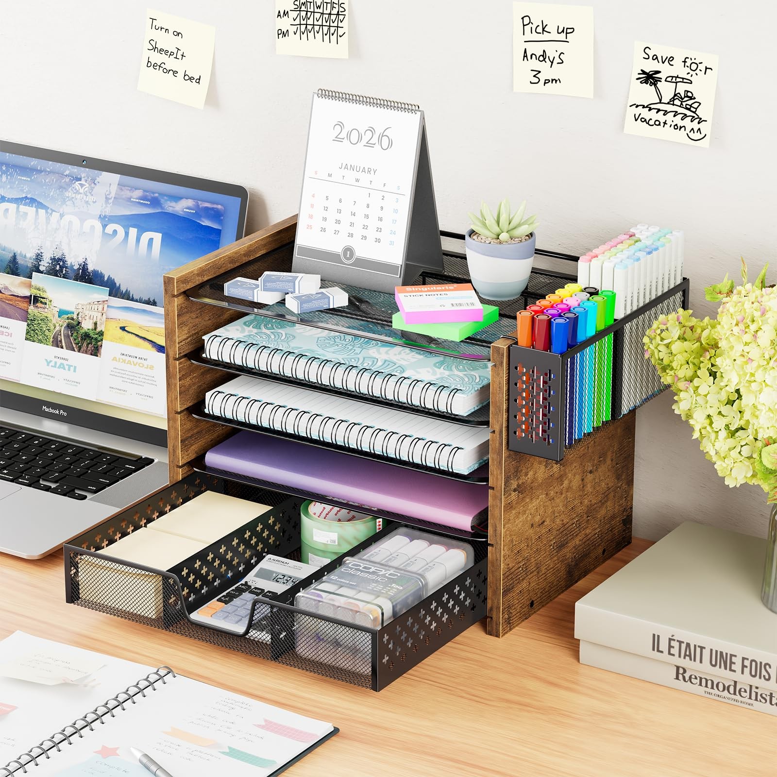 Simple Trending 5-Tier Paper Organizer Letter Tray, 9″ x 12.8″ x 9.8″, Black