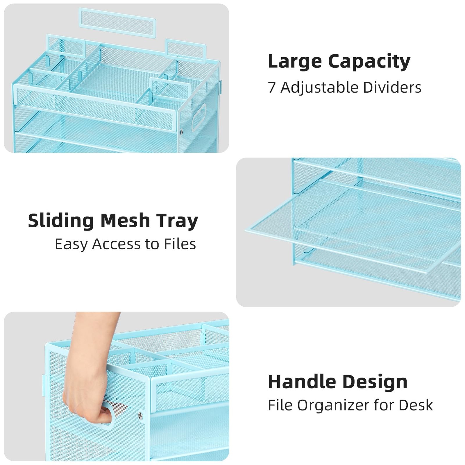 5 Tier Paper Organizer Letter Tray, Mesh Desk File Organizer with Handle, Pap…