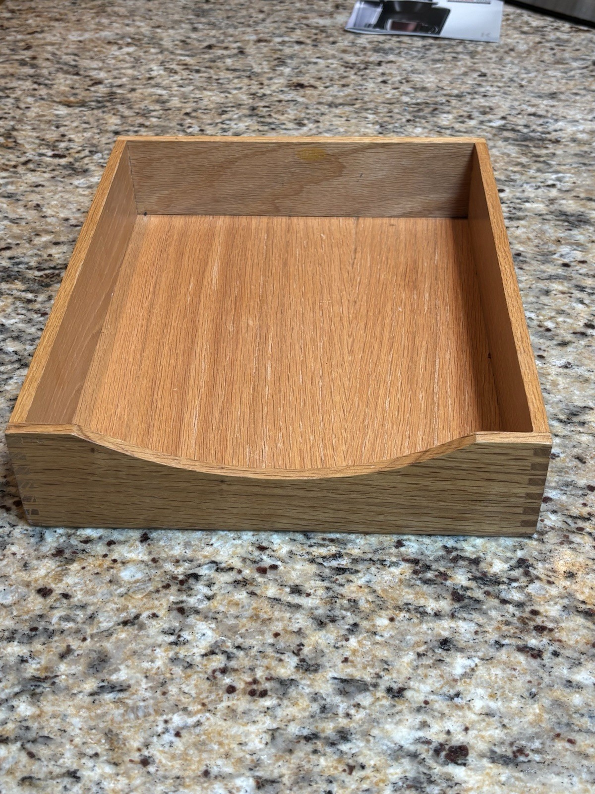 VTG MCM Oak Box Joint Letter Trays Carver Hedberg Pair Organizer 12.5×10.5×2.5″