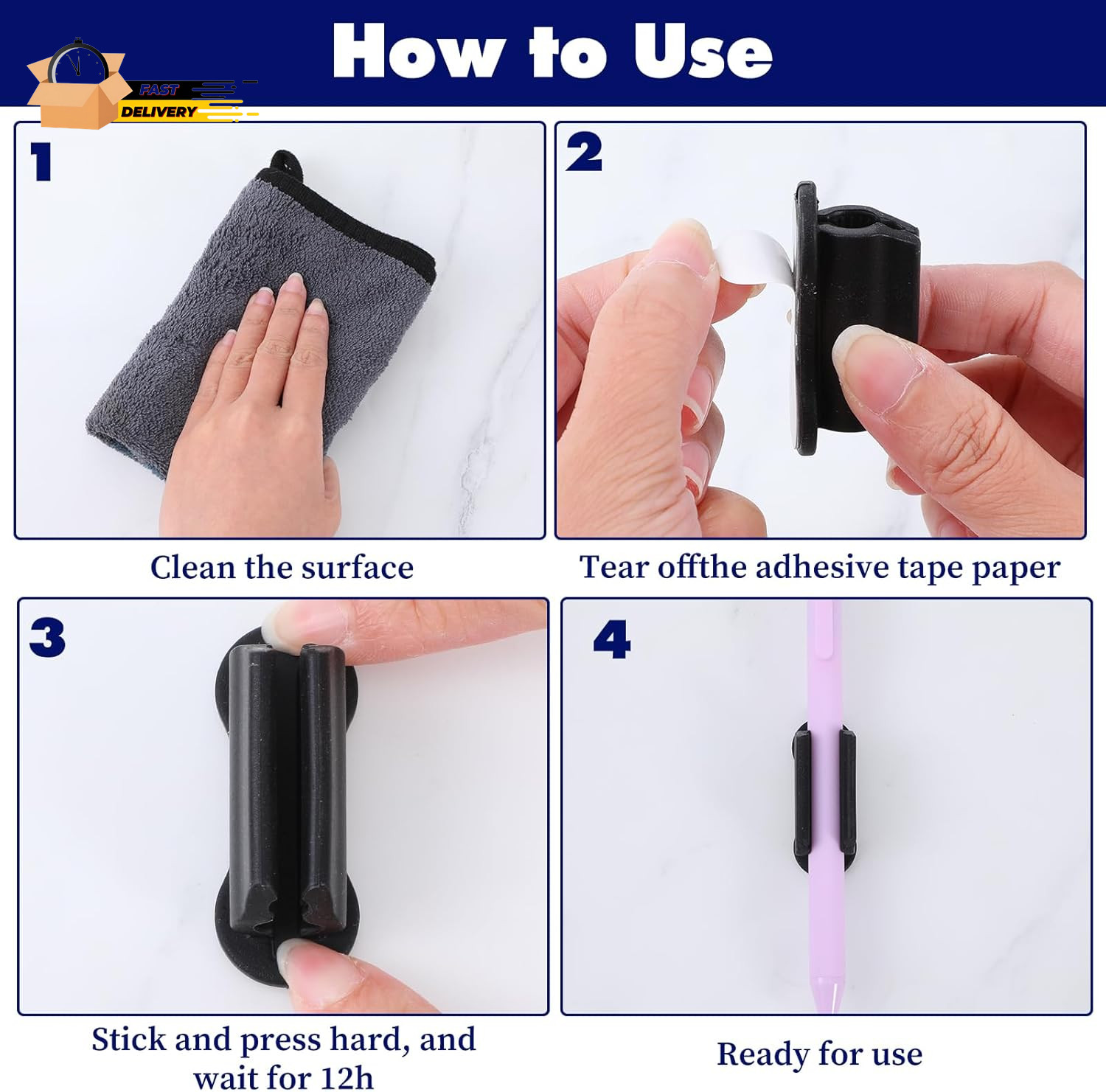 6 Pcs Pen Holder for Wall, Adhesive Sticky Silicone Pencil Holder For