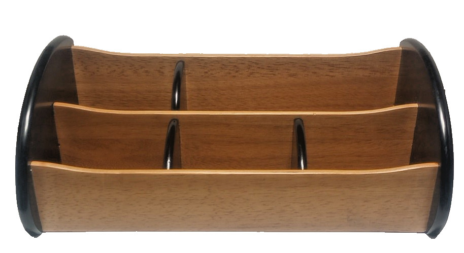 Oak Wood with Ebony Trim Desk Top Office Organizer, 16″x 9″ x 5″