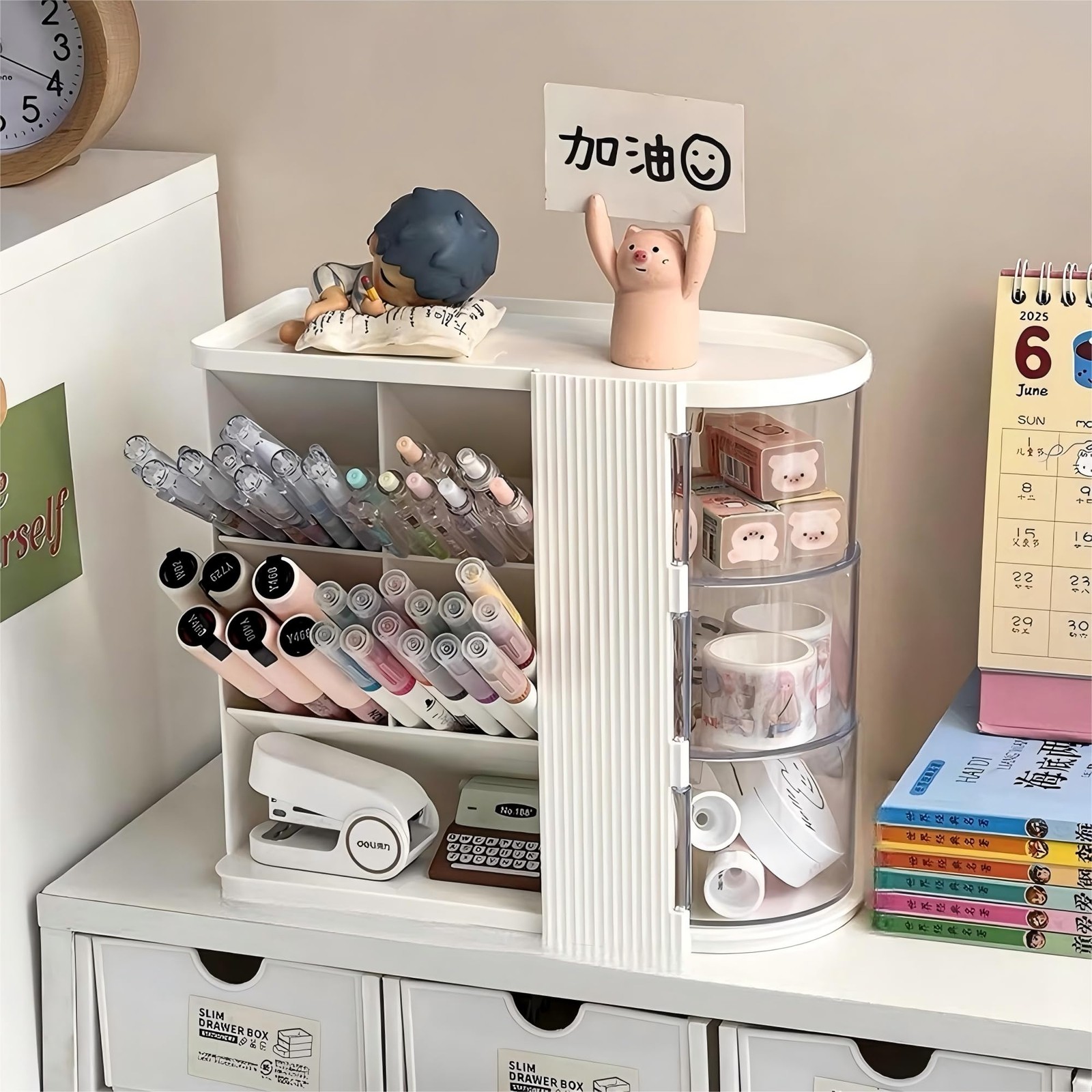 AevumTech Desk Organizer with Pen Pencil Holder for Desk, White