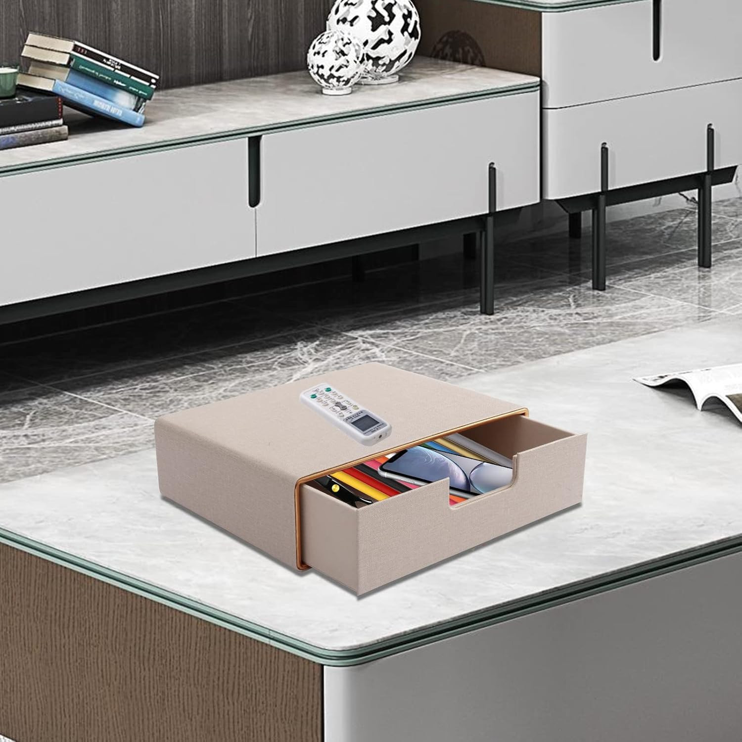 Stackable Drawer Organizer PU Leather Classic Handmade,Organize Home Office Desk