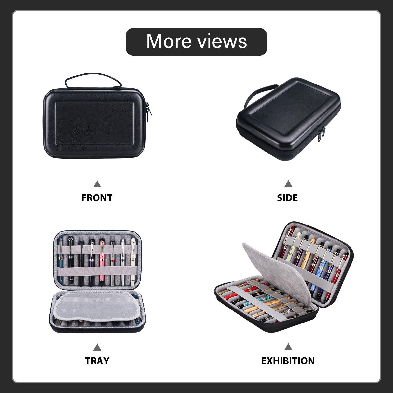PU Leather 16 Slots pen case/boxes， Pencil Tray Case Organizer,Handmade Displ…