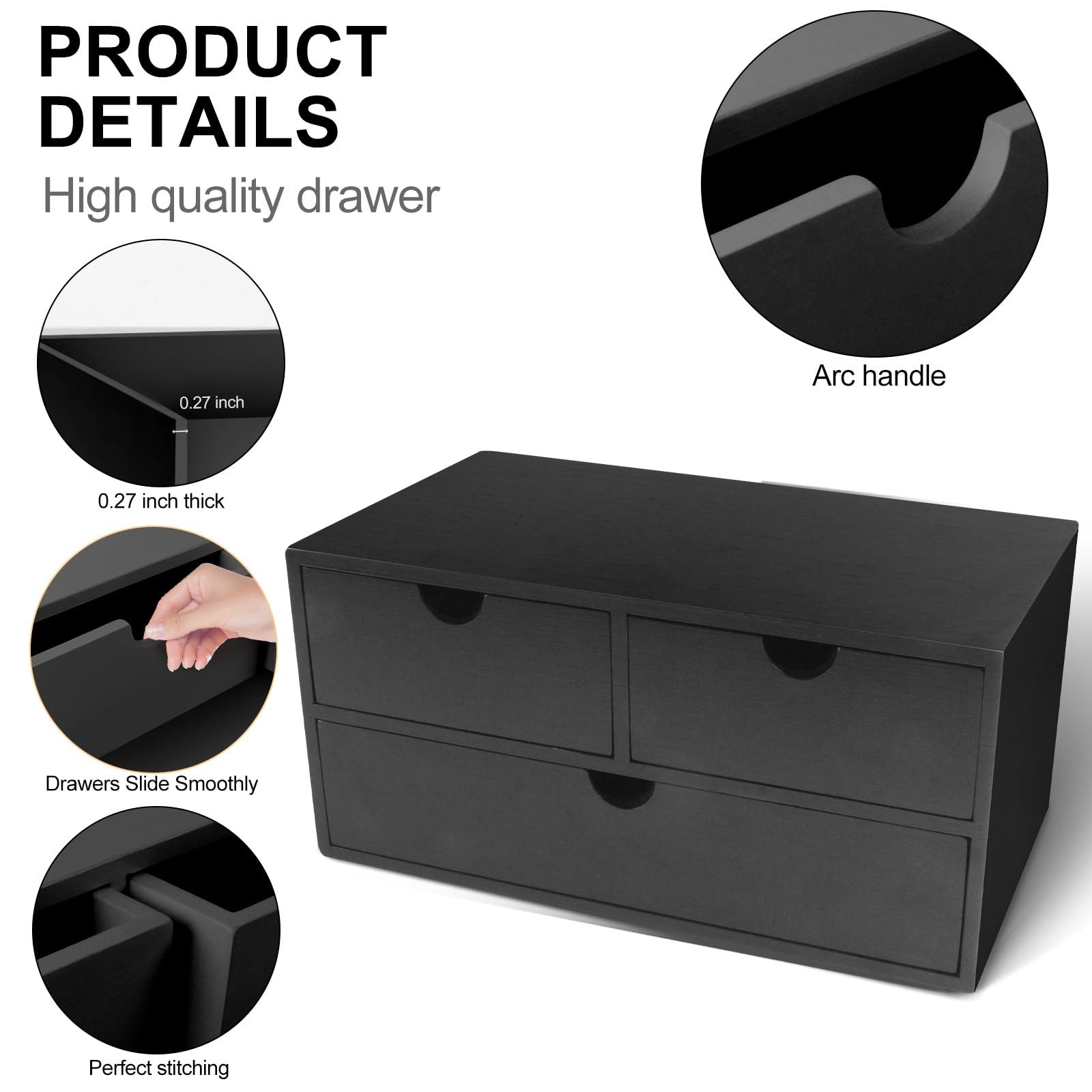 Charmewooden desk organizer with drawers countertop drawer organizer Tabletop…