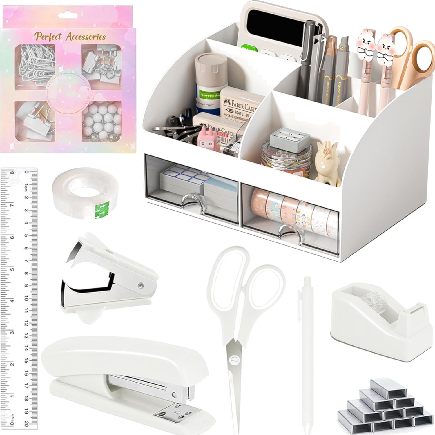 10-Piece Office Organizer with Adjustable Compartments for Efficiency