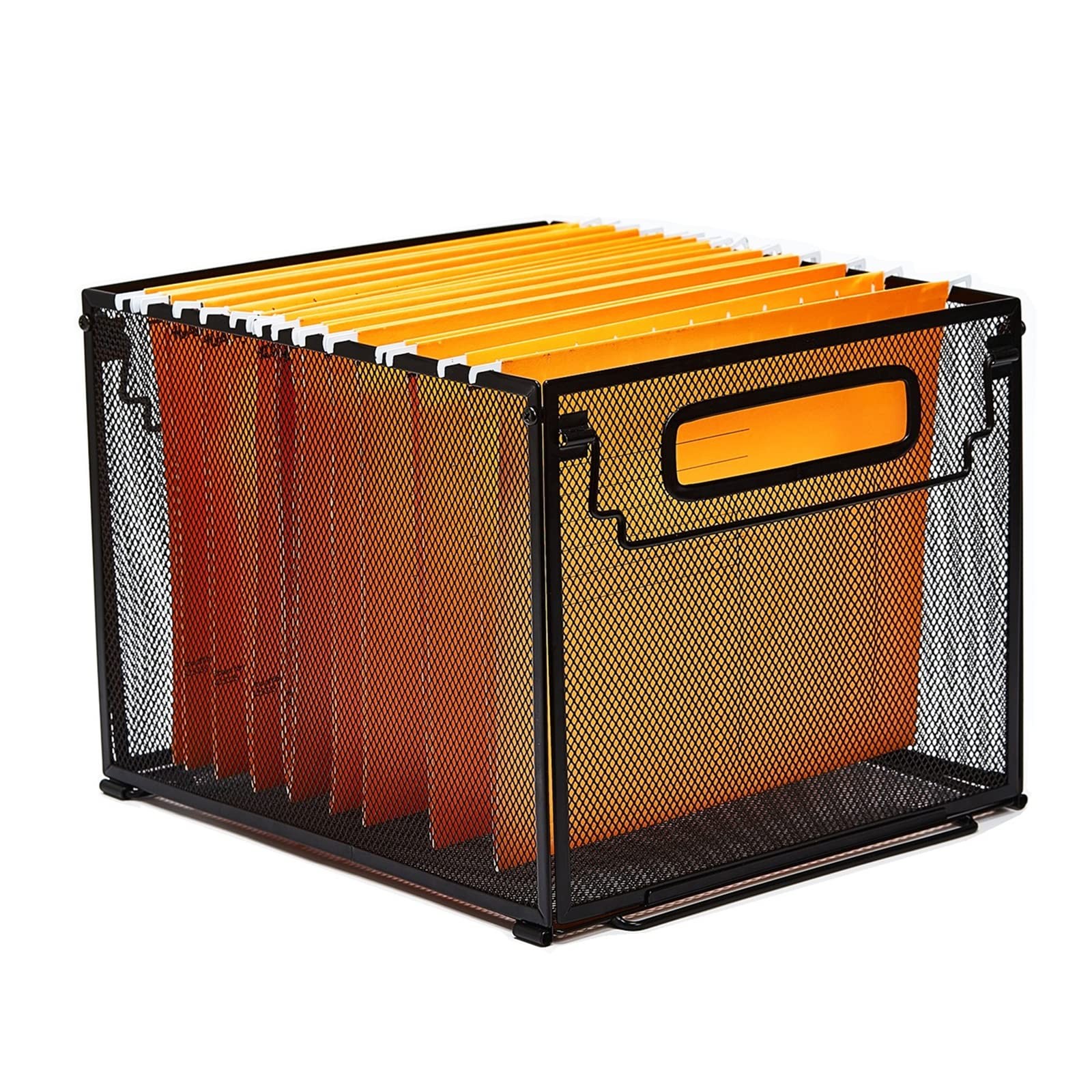 SETTFRFE Letter Size Metal Mesh Hanging File Folder Organizer Crate Black