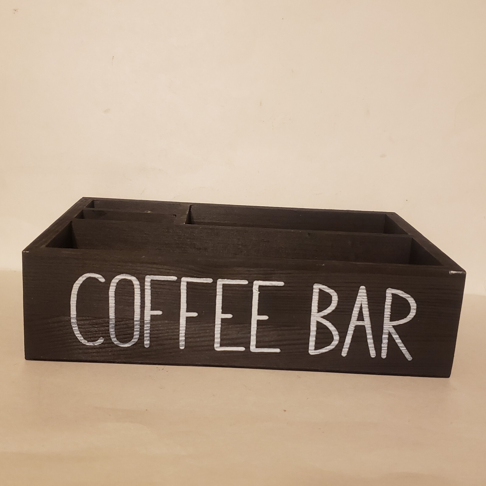 “Coffee Bar” Rustic Wooden Coffee Organizer 12x8x3 Art Deco Storage Display
