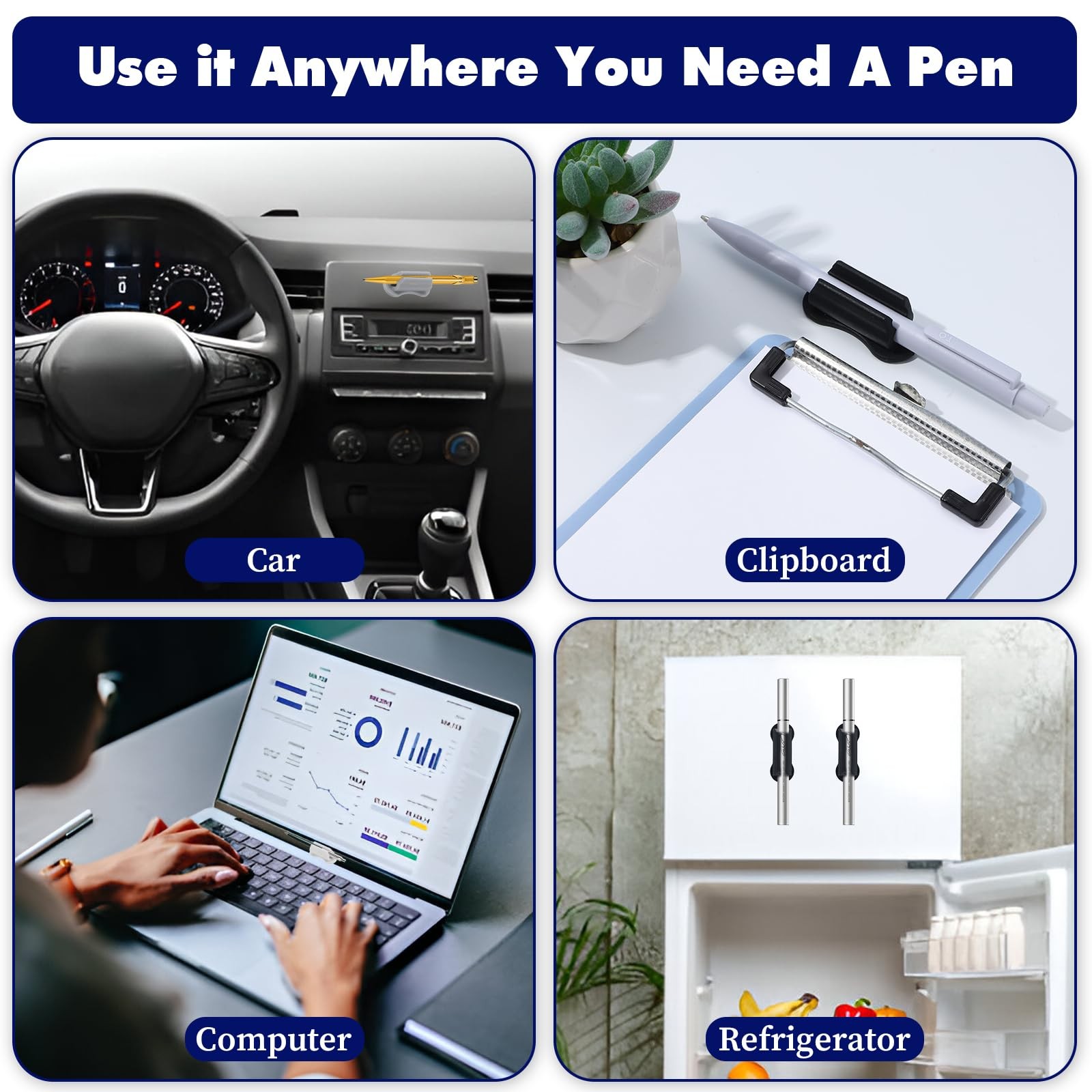 6 Pcs Adhesive Pen Holder for Wall, Sticky Silicone Desk Pencil Holder Marker…