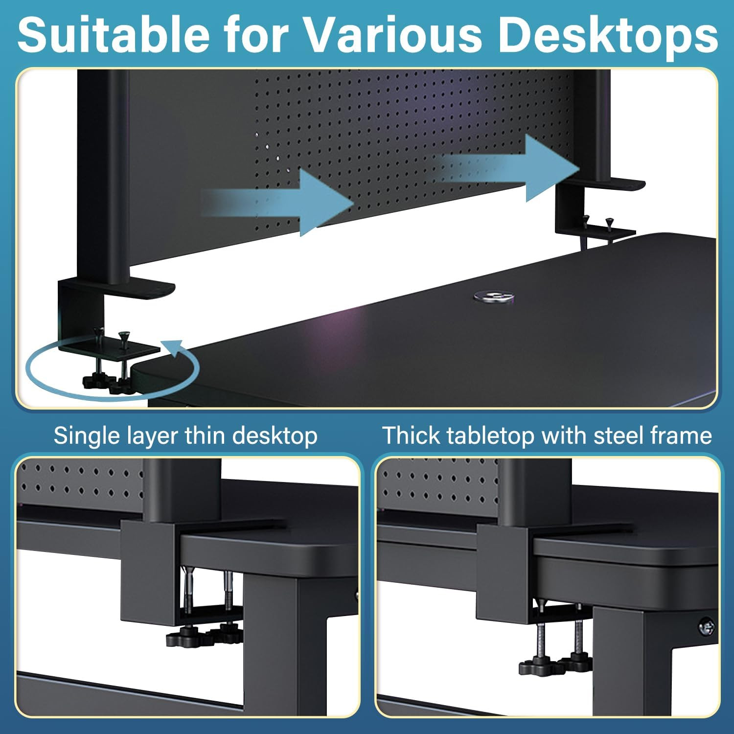 Clamp on Desk Organizer Shelf, Desk Pegboard, Computer Desk Accessories for Offi