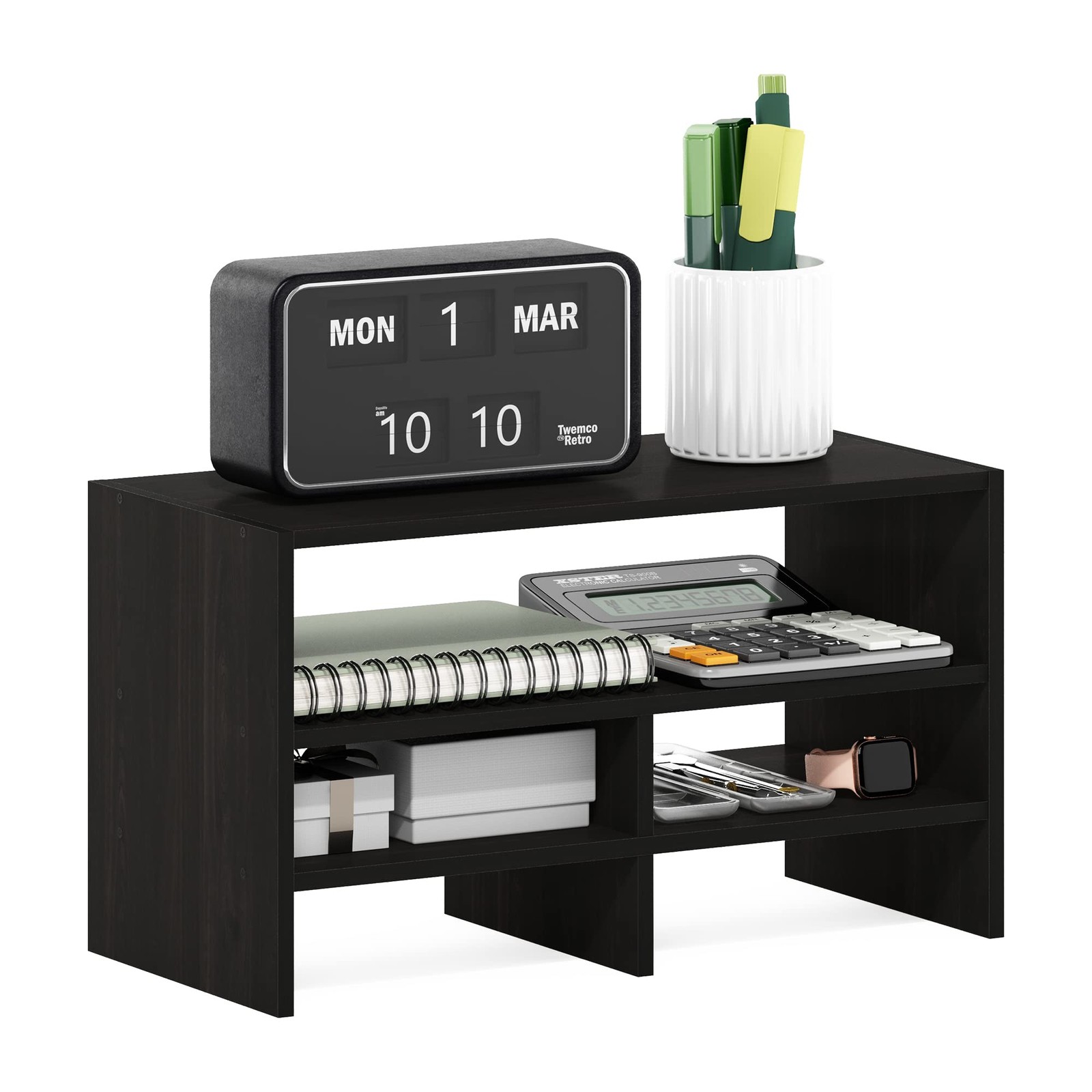 Furinno Hermite Desk Top Organizing Shelf Bookcase, 16.4-Inch, Espresso