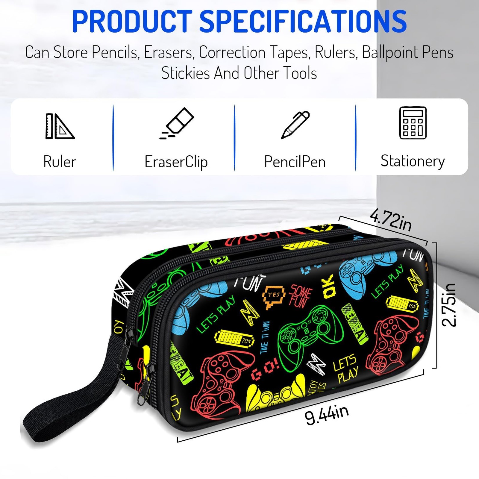 Large Pencil Case for Boys,Gamer Boys Pencil Pouch for Kids Teens School,Larg…
