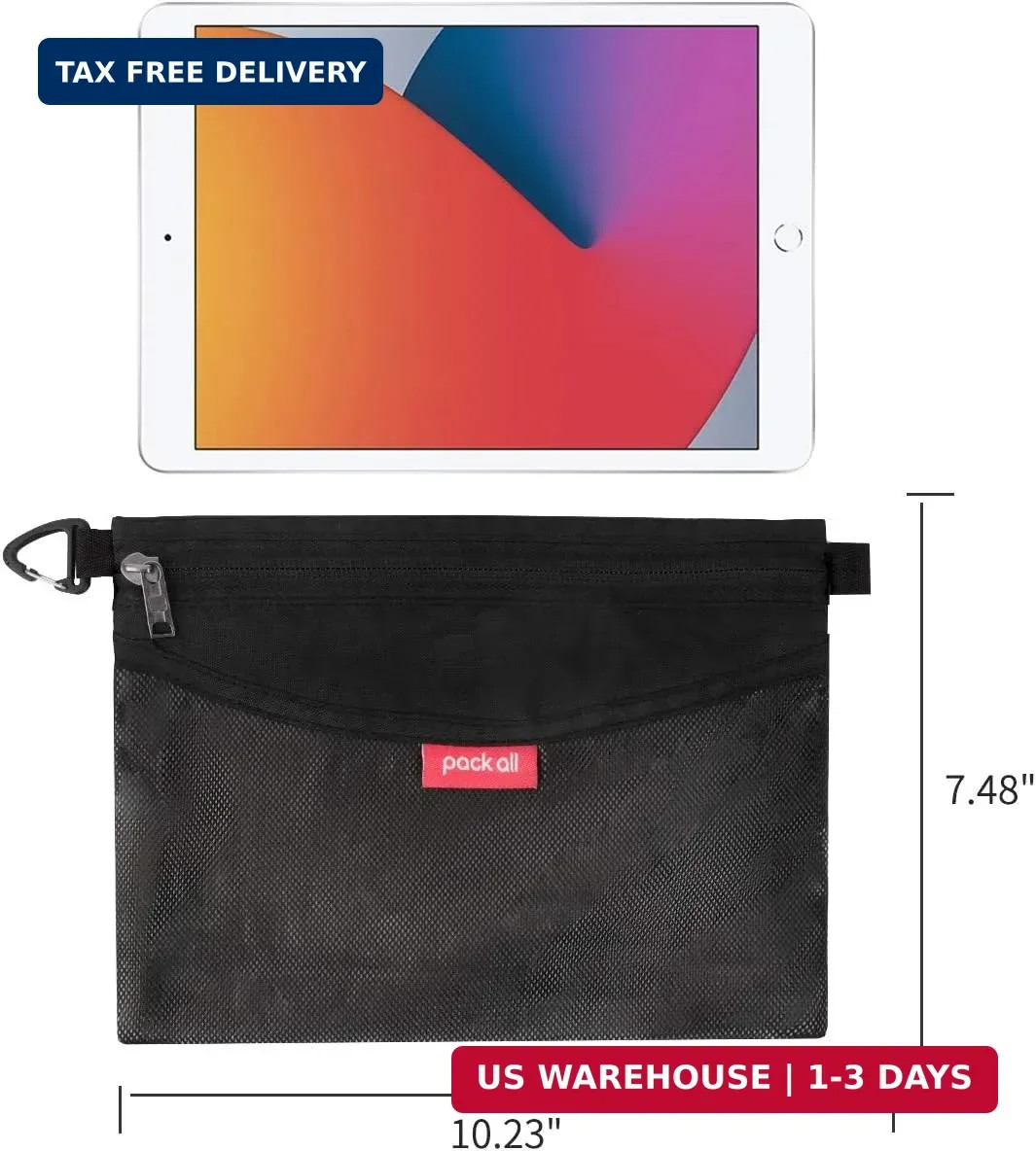 pack all Water-Resistant Material Zipper Pouch, Mesh Zipper Bags for Storage, Tr