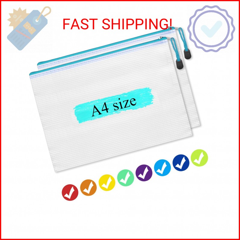 XQQDQQ A4 Mesh Zipper Pouches, 24pcs 8 Colors – Plastic Zipper Bags for Organizi