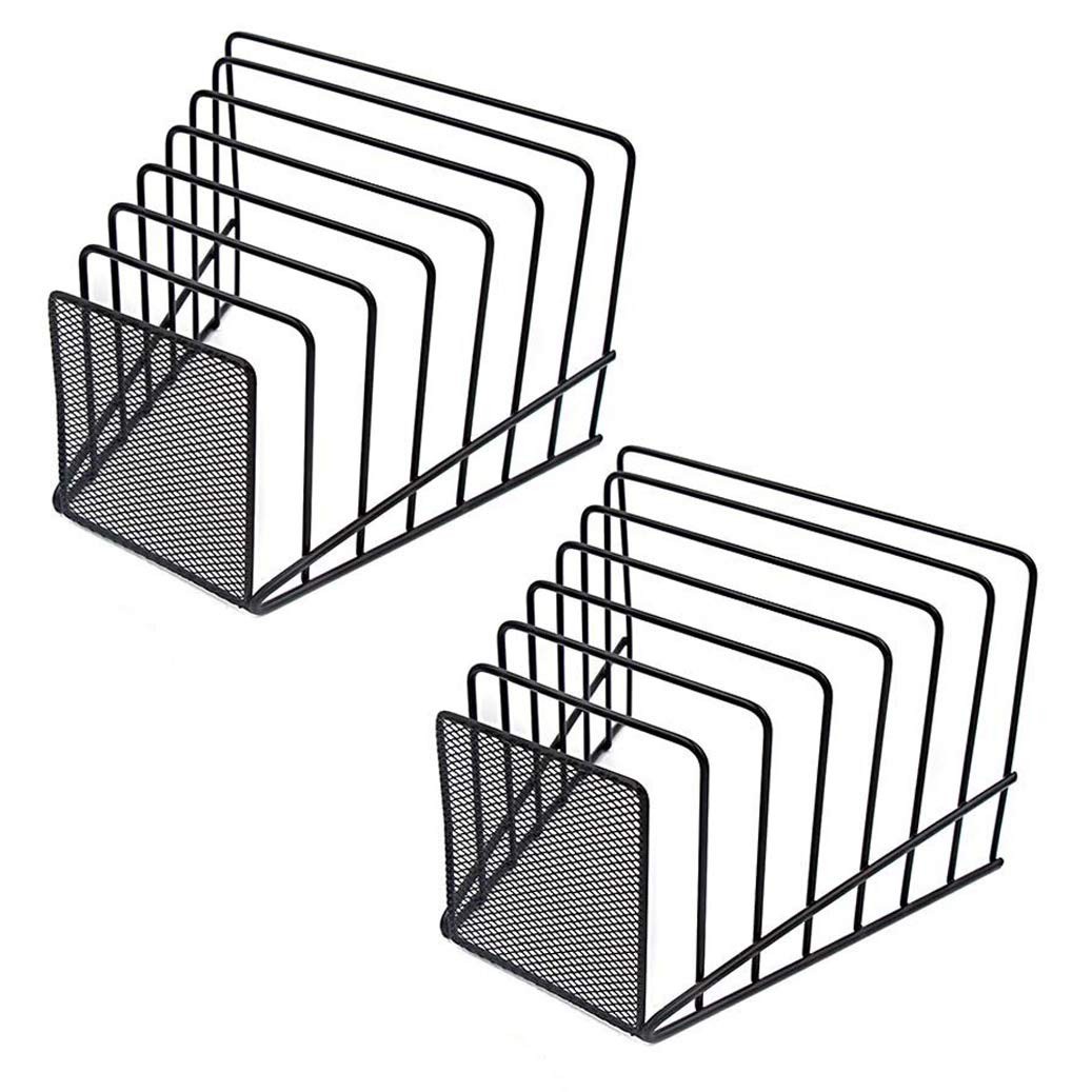 2 Pack Multi Step File Organizer Incline Desktop Sorter 7 Sections Black