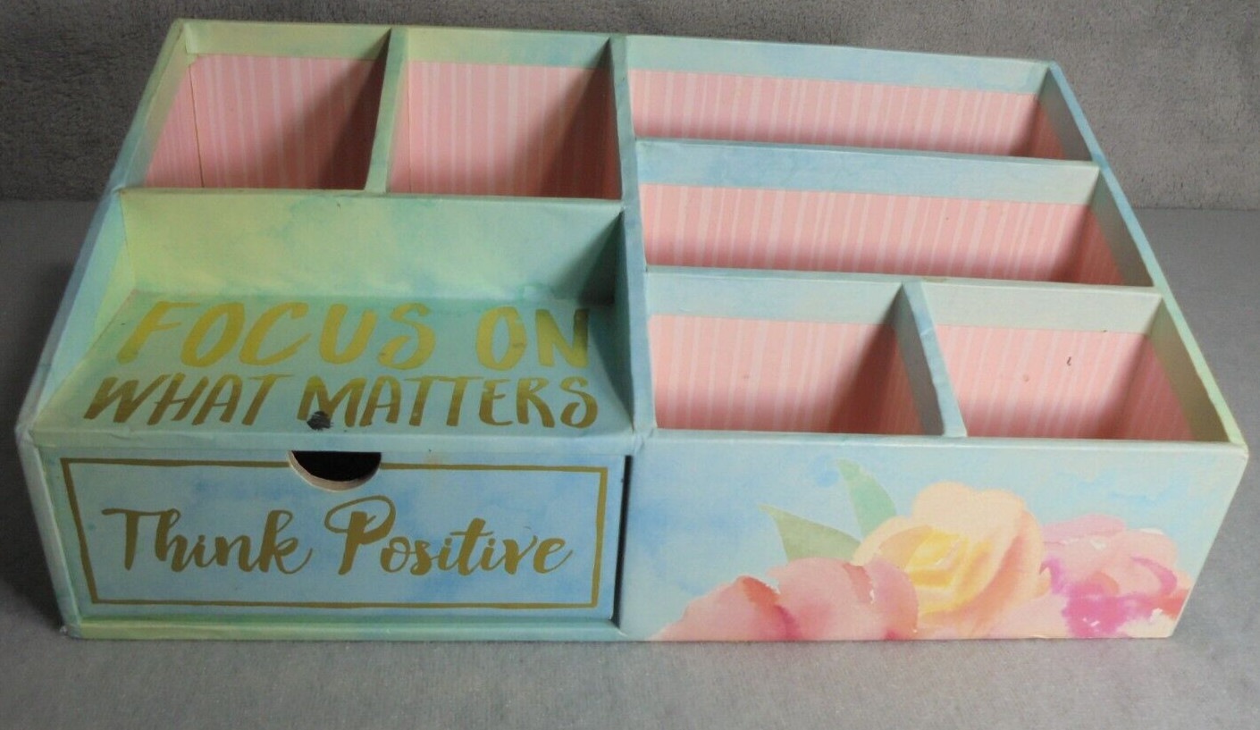 Ashland Decorative Box Office Desk Organizer Cardboard Letter Mail Clips Floral