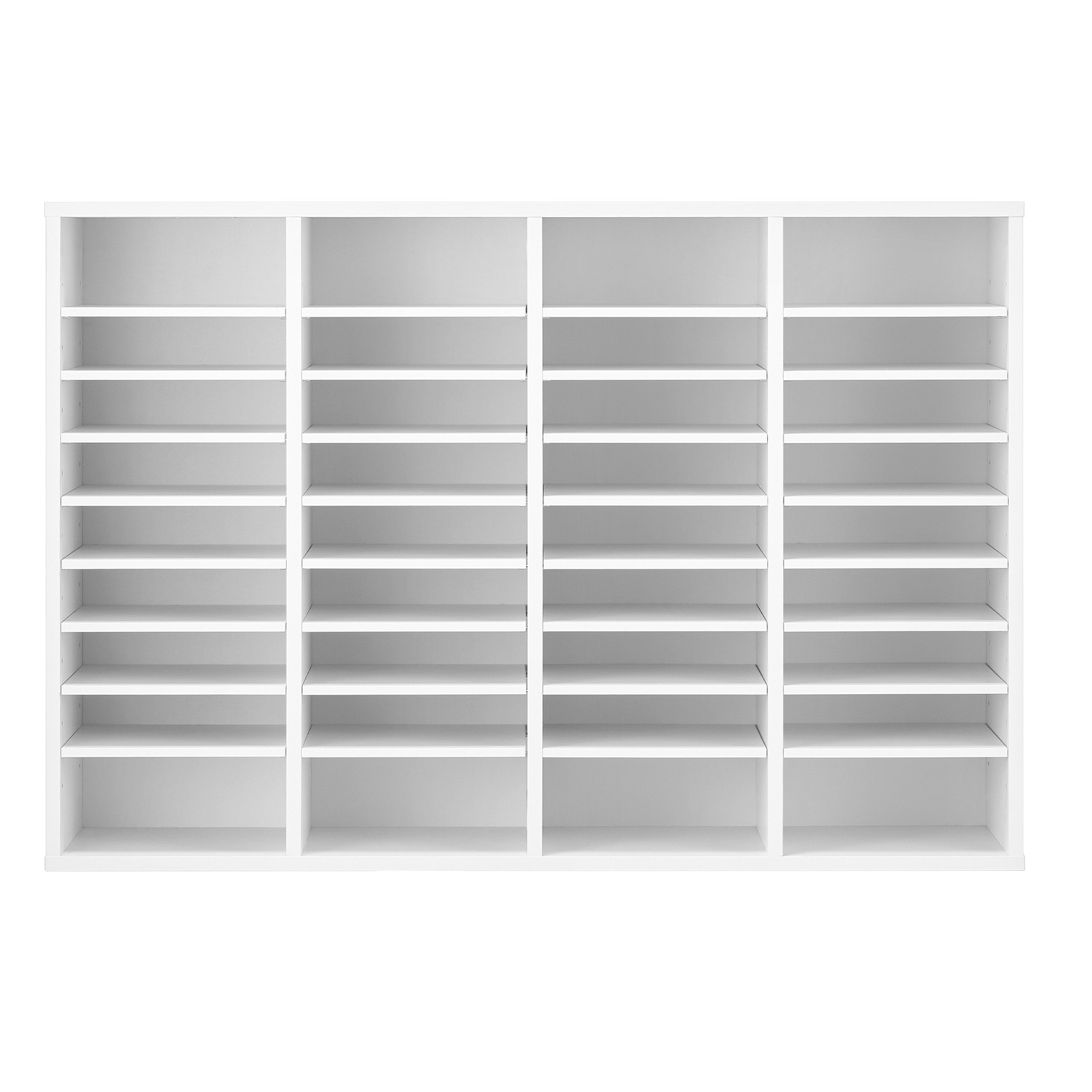 Wooden Literature Organizer 36 Compartments with Adjustable Shelves White