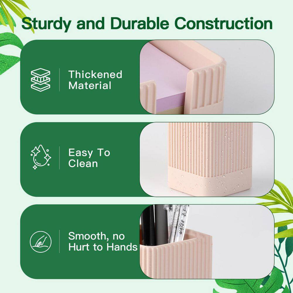 3-Piece Set Desk Organizer Neutral Color Pen Holder Paperclip Sticky Notes Tray