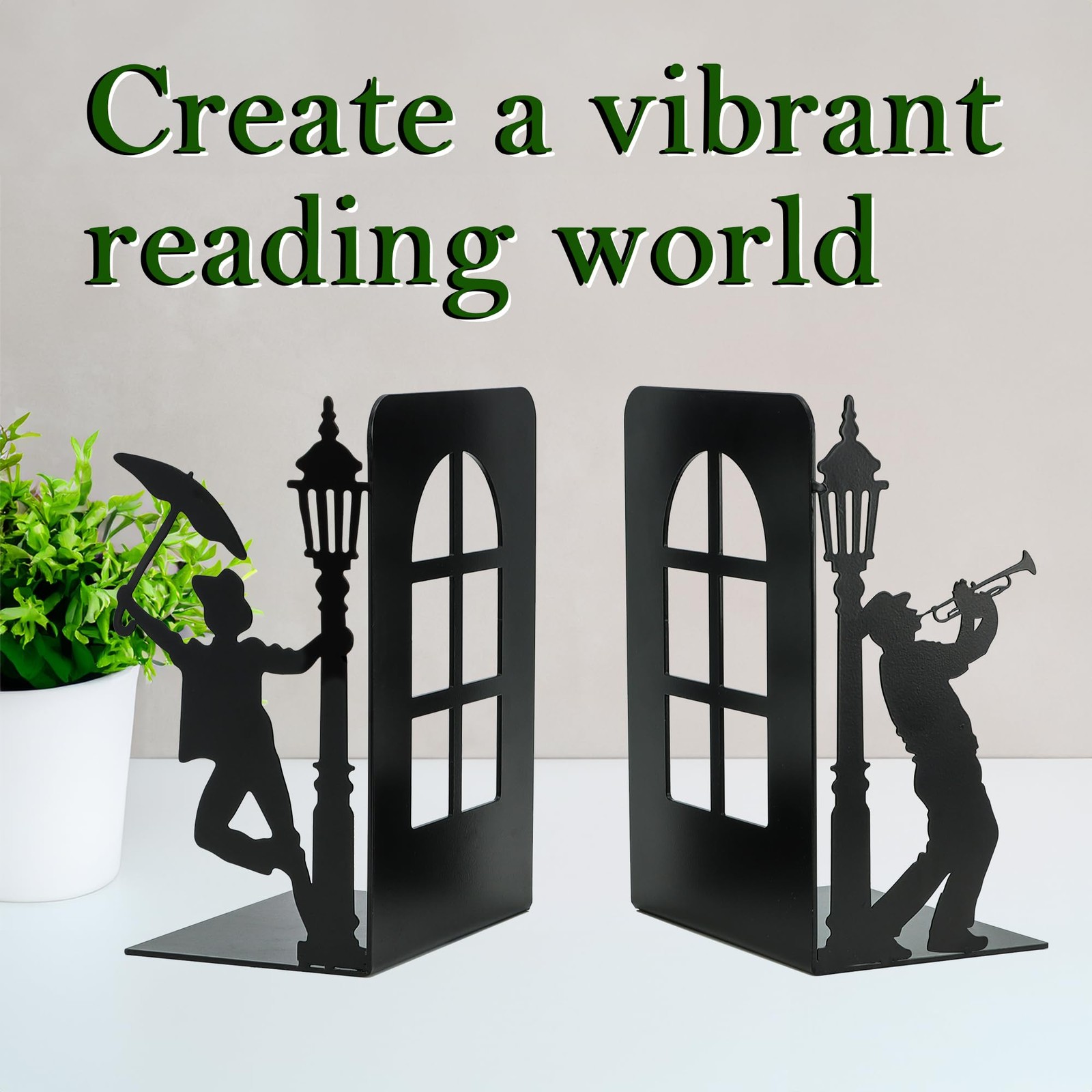 Weibefee Design Book Ends for Shelves Decorative Desk or Colorful_black