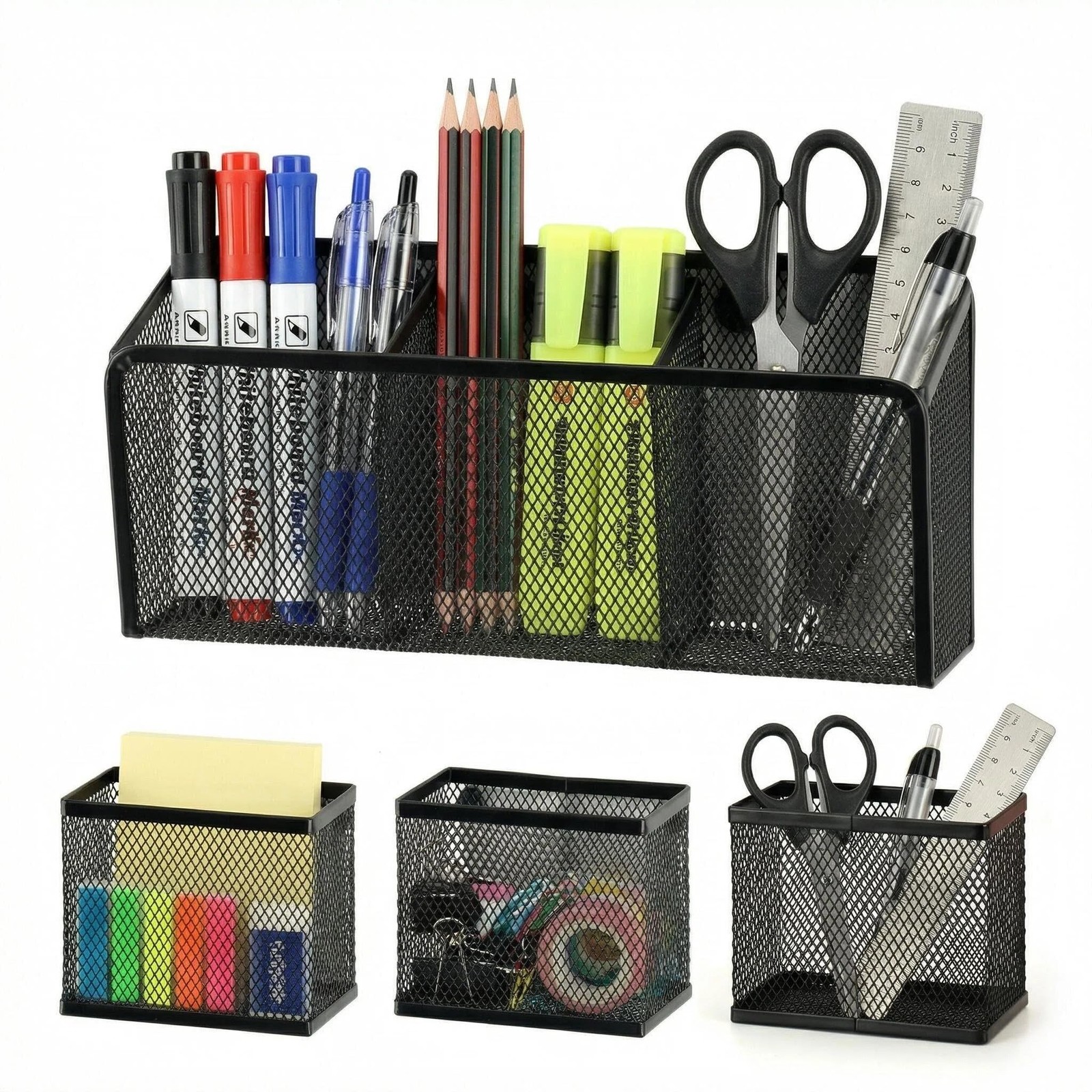 Magnetic Pencil Holder, Locker Shelf Organizer, Metal Mesh Storage Basket for…