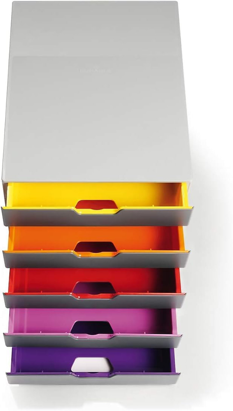 Varicolor 10 Drawer Unit – Gray Desktop Drawer Set with 10 Color Coded Draws – L