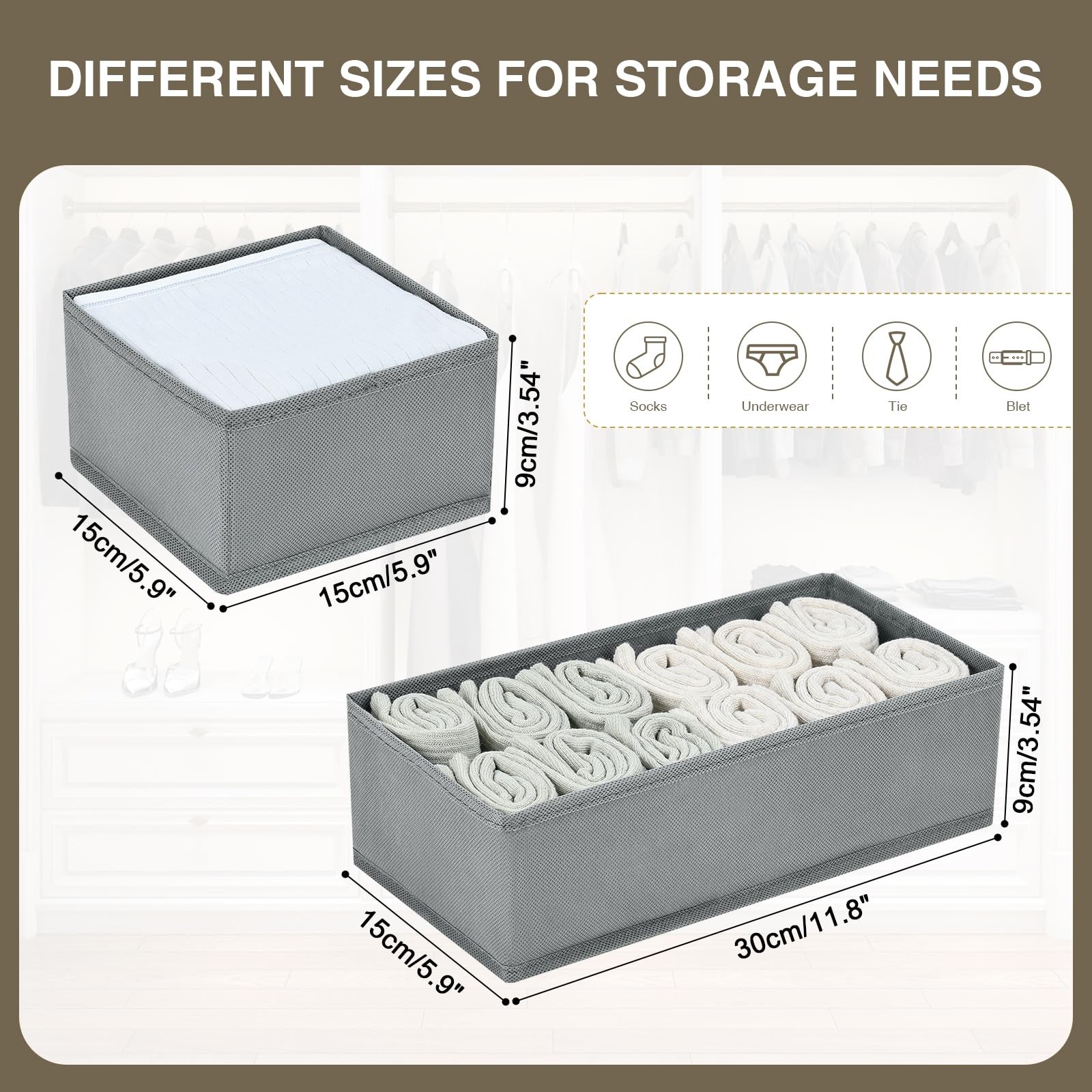 Dimj Drawer Organizers Clothes Set Of 4 Dresser Organizer Bins Fabric Closet