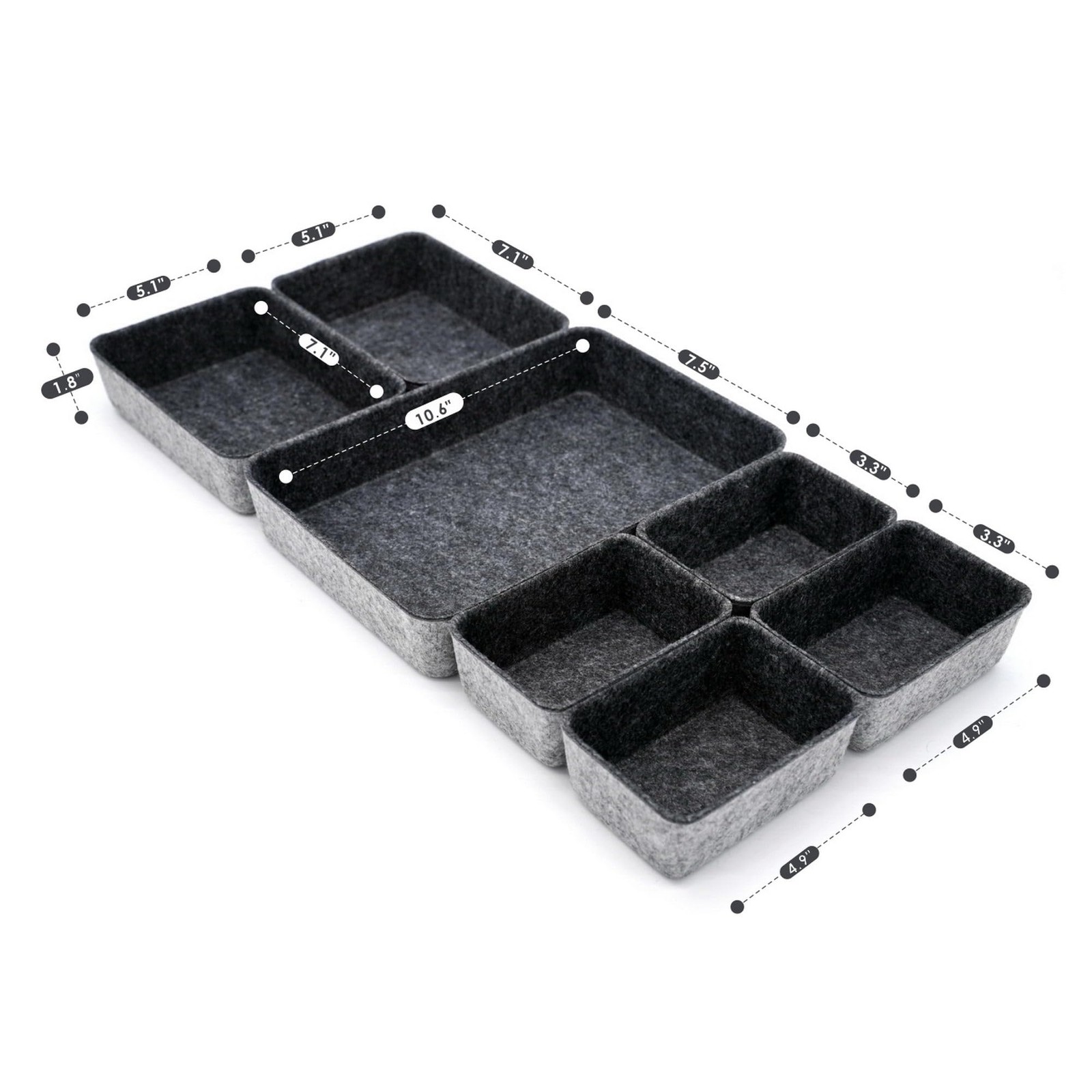 Drawer organizers tray felt storage bin office Shallow Small Desk Draw divide…