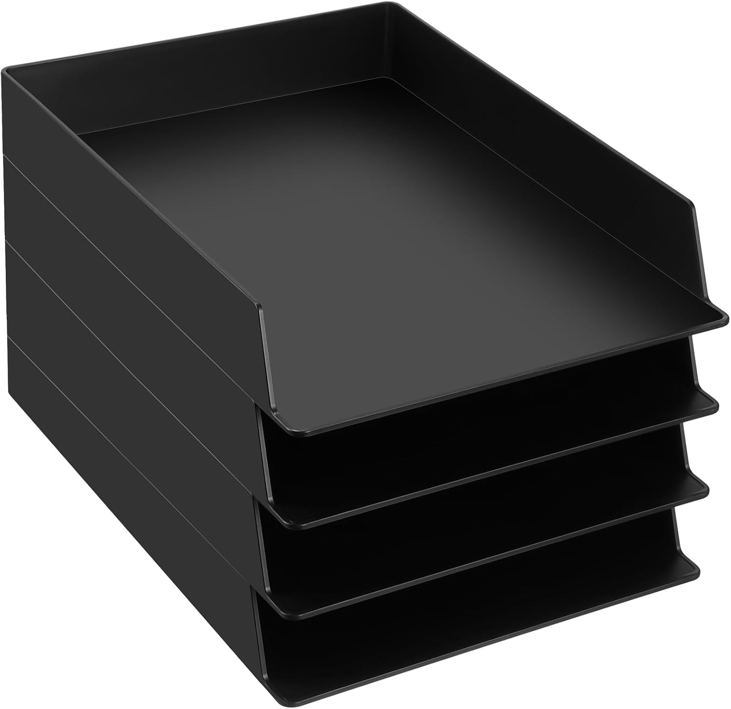 4 Pcs Stackable Paper Trays Rectangular Plastic Desk Tray Holder Desktop 4