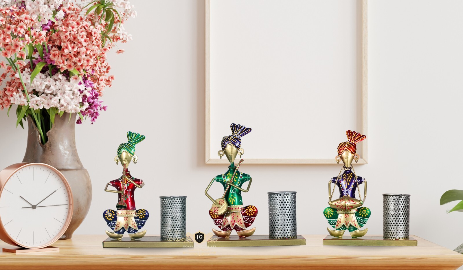 Multicolor Set of 3 Musician Pen Stand Holder – Decorative Showpiece for Home