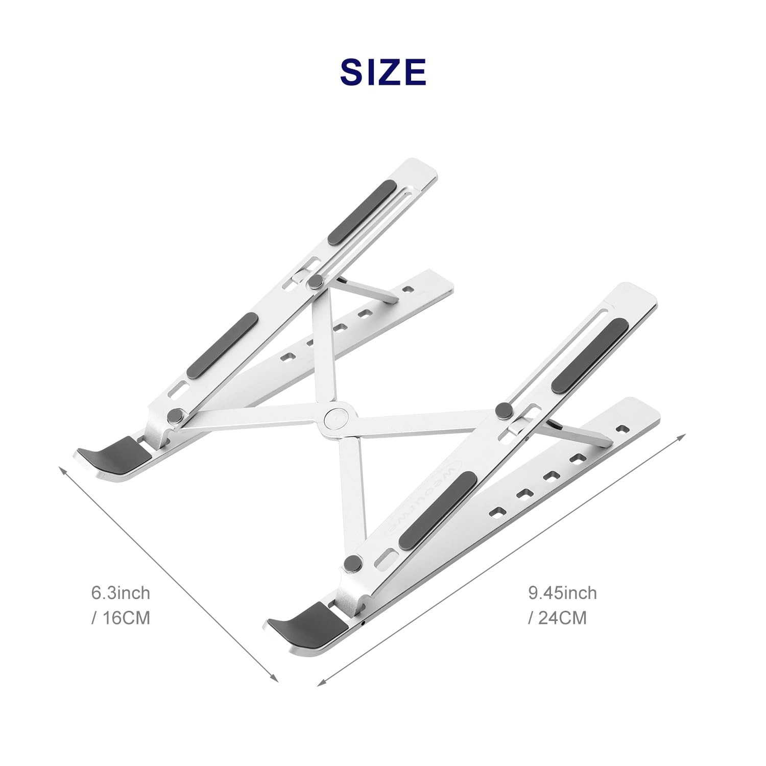 weourwe Ergonomic and Foldable Laptop Stand for Desk, Adjustable Silver