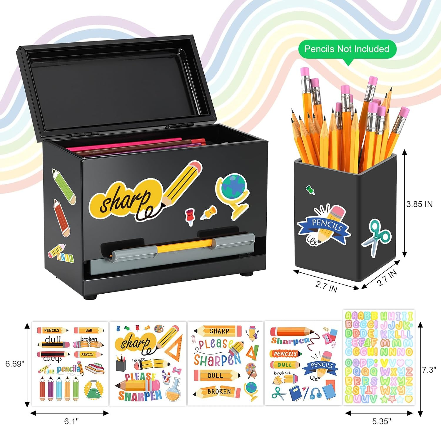 Pencil Dispenser for Classroom Stainless Steel Pencil Holder for Desk, Pencil Di