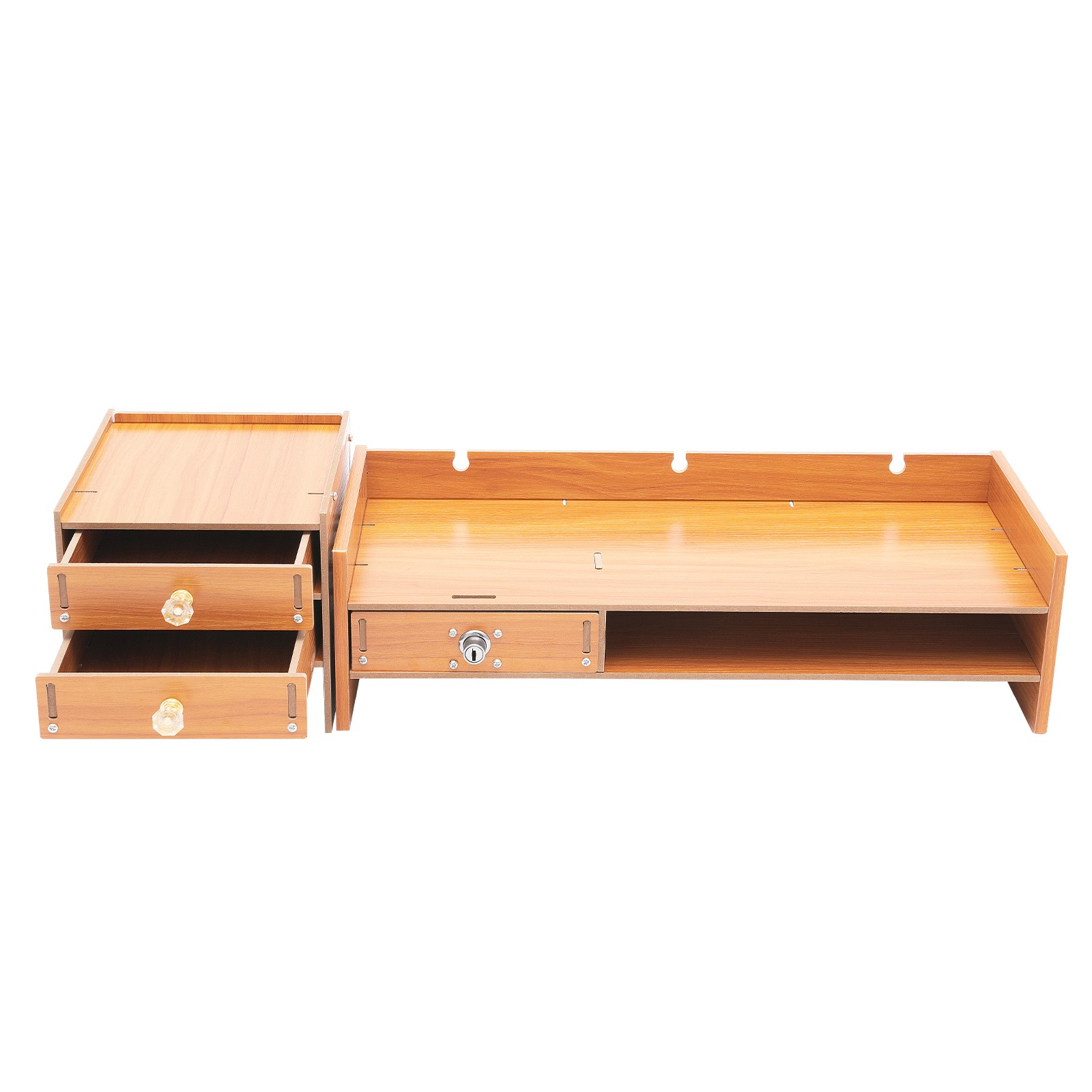 Wooden Desk Organizer with Drawers Office Supplies Computer Desktop Tabletop