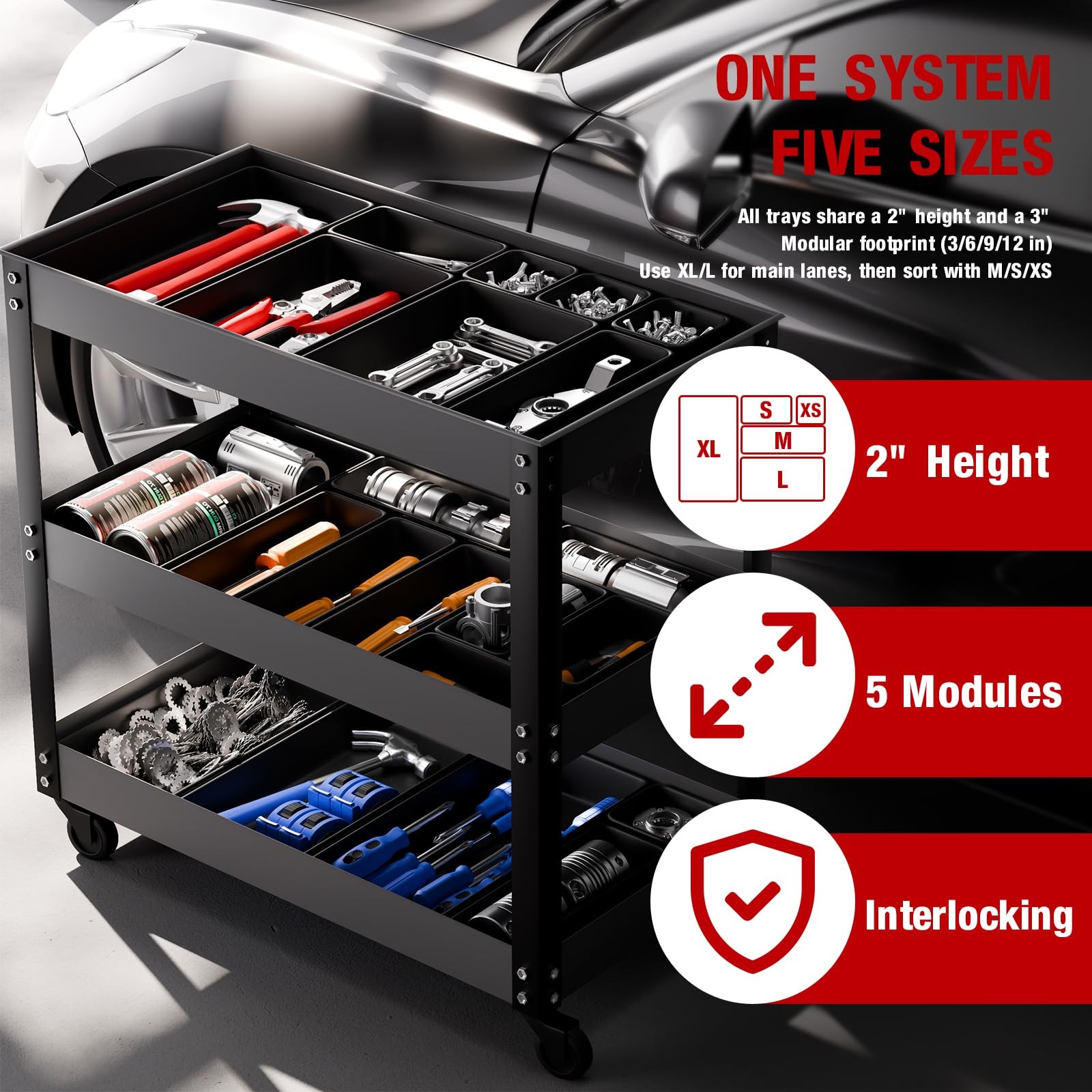 inihpocv 【48PCS & 5 Sizes】 Tool Box Organizer Tray, 2 inches, 48PCS(5 size)
