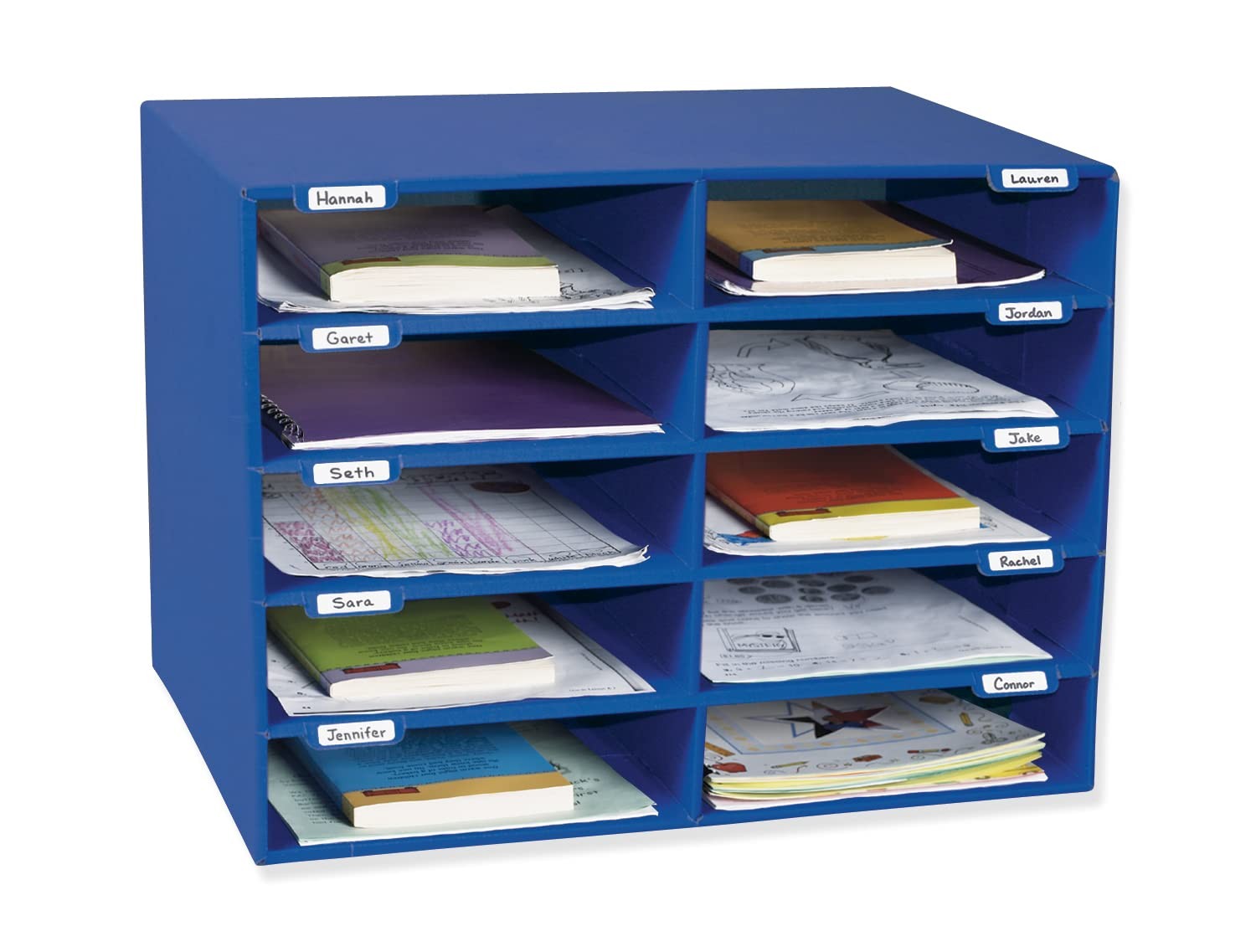 Classroom Keepers Sturdy Cardboard Mailbox, 10-Slot, Blue, 16-5/8″H x 21″ W x…