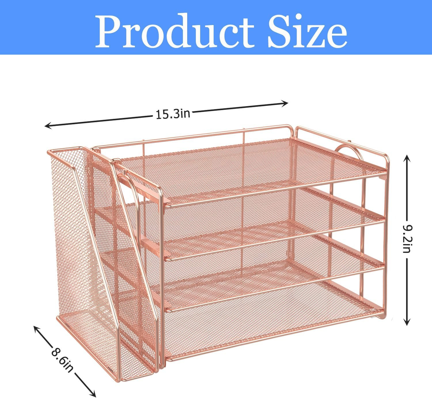 4-Tier Paper Organizer with Magazine Holder, Desk Organizers and Accessories, De