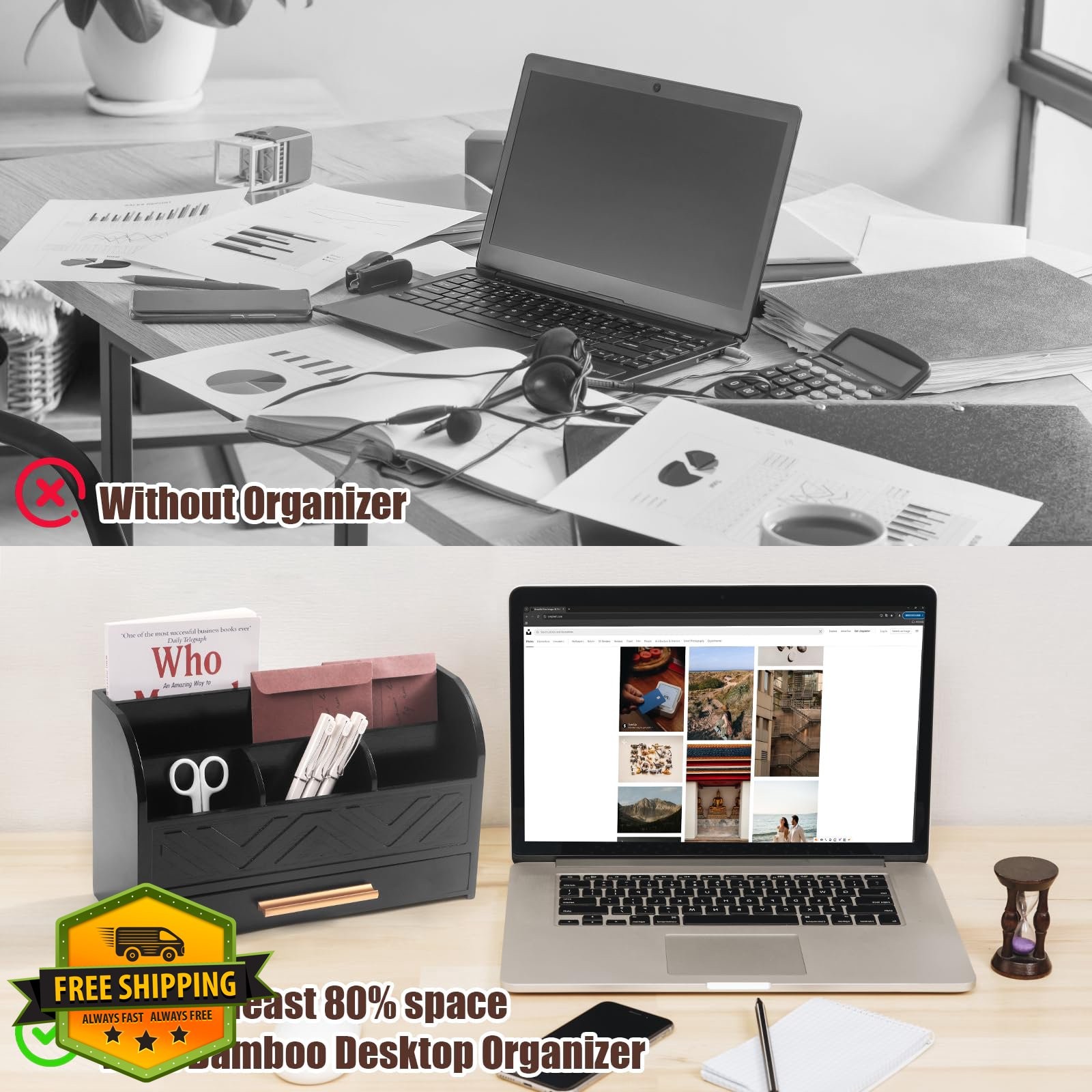 Charmewooden Black Desktop Organizer Drawer
