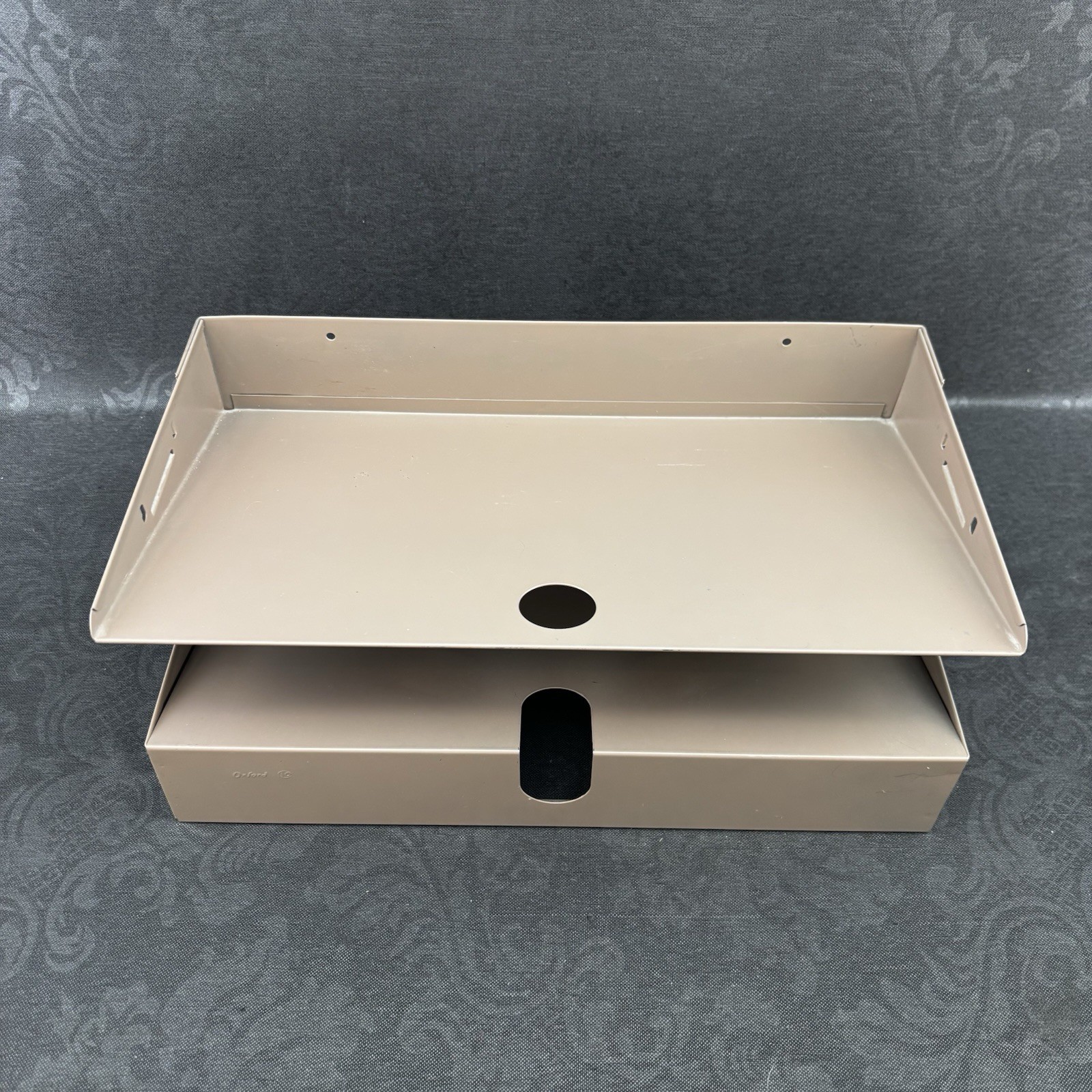 VINTAGE MCM Oxford Grey Steel 2 Tiered Letter Desk Tray Organizer Legal Size