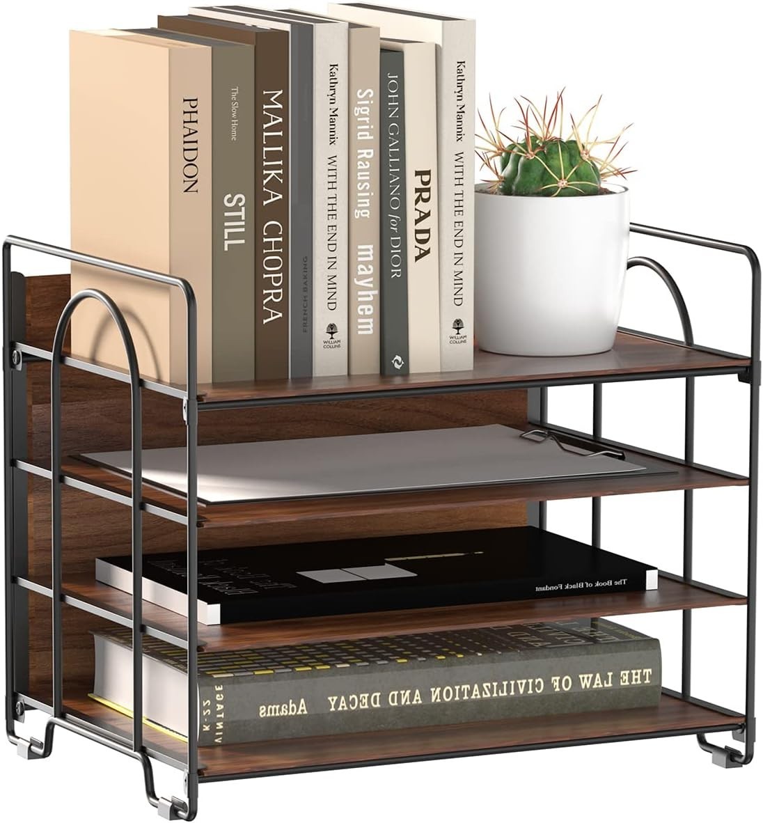 Lightweight Wood Desk Organizer with 4 Tiers – Classic A4 Paper Storage Solution