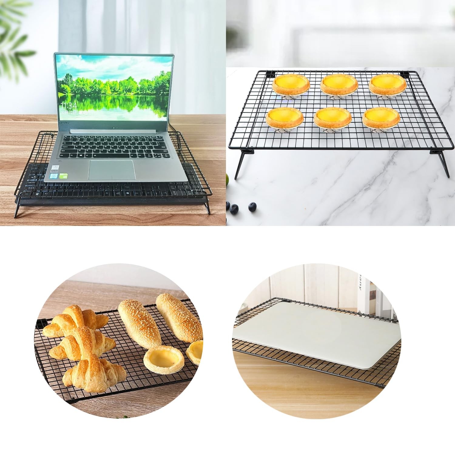 UtySty Laptop Stand Low Profile Metal Foldable Riser Holder Black
