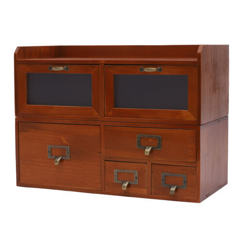 Desktop Storage Cabinet with 6 Drawers, Wooden Box Organizer for Office Supplies