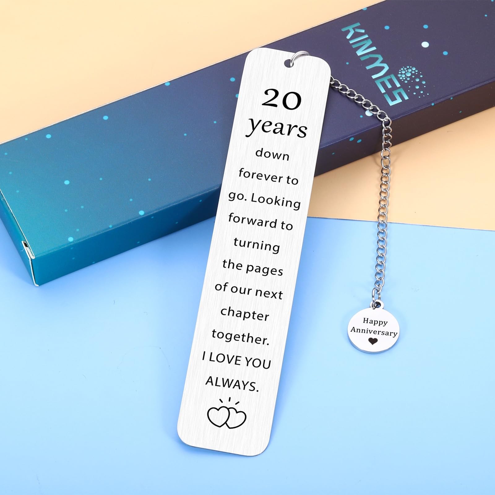 20th Wedding Anniversary Gift for Women Men 20 1.02 x 5.12 inches, Silver