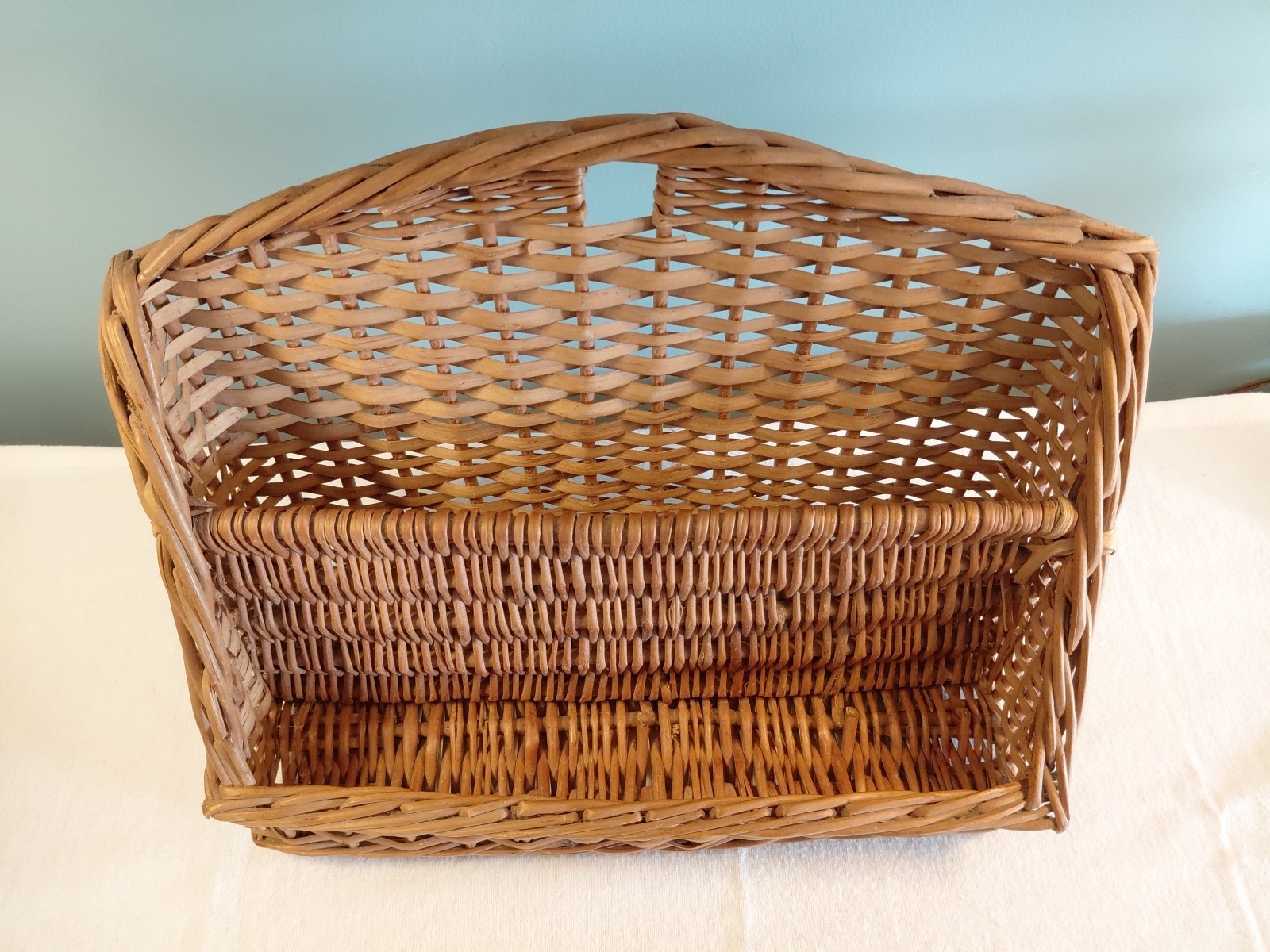 VTG Wicker Rattan Desk or Wall Organizer Letter Holder Separator