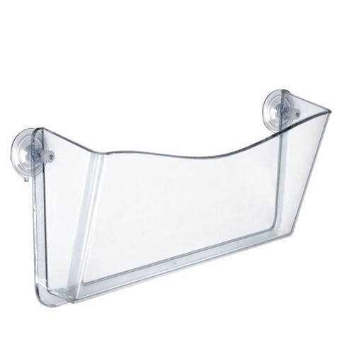 Azar Displays Clear Plastic Wall Mount File Holder with Suction Cups, 4-Pack