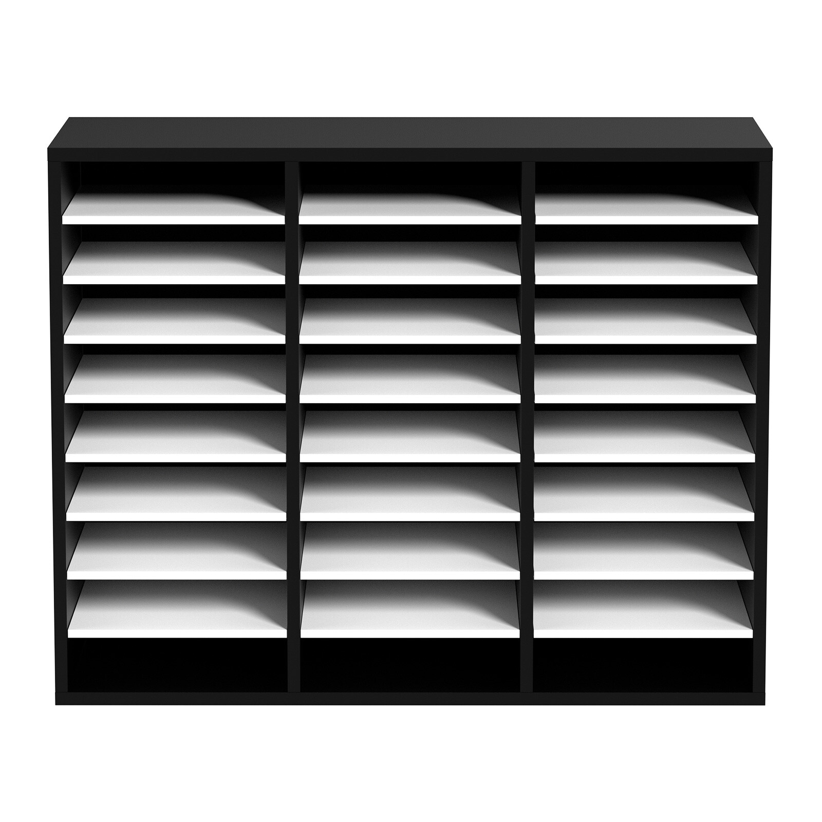 Wood Literature Organizer File Sorter Paper Storage Holder 27 Slots Black