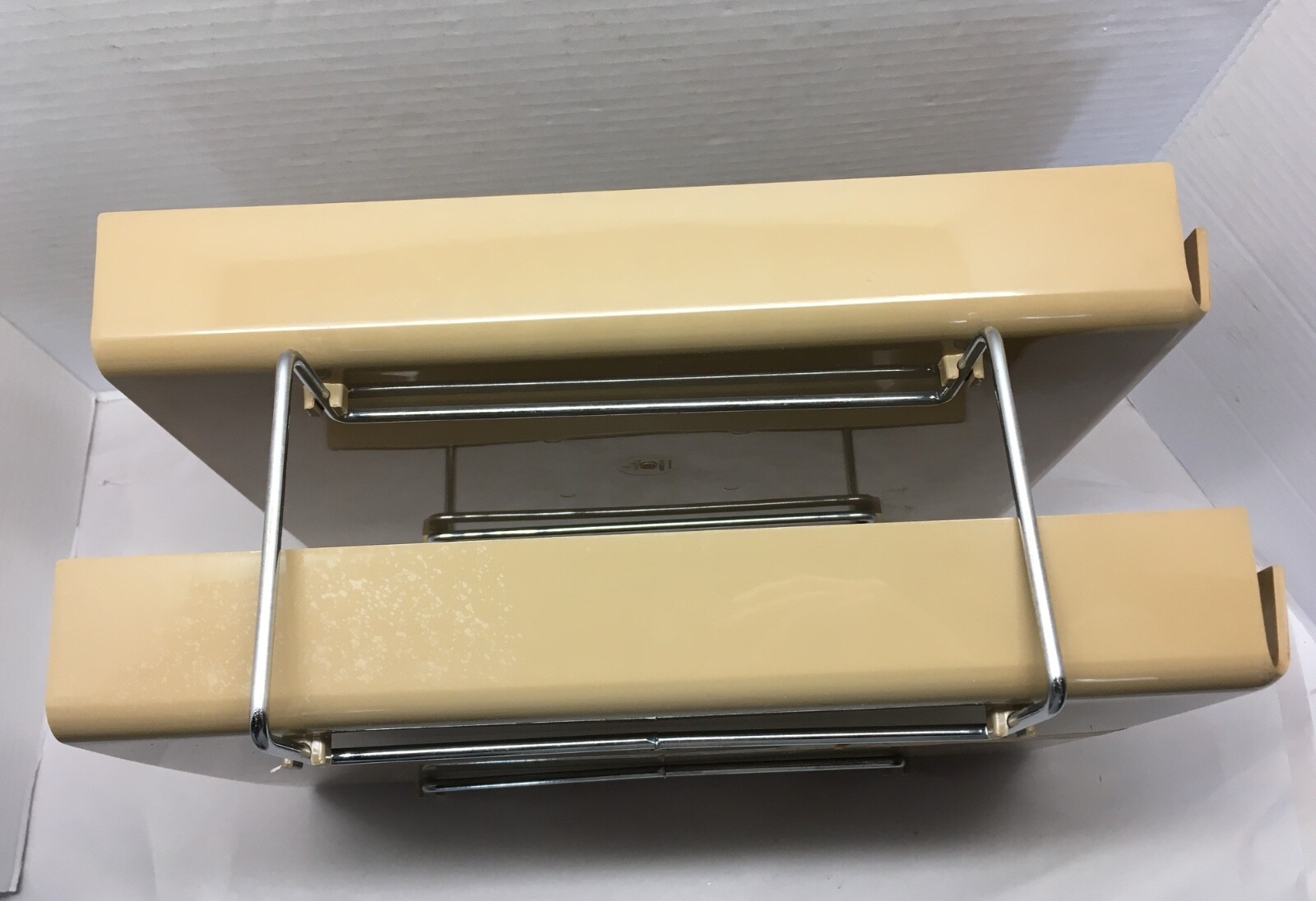Vtg McDonald Duk-It Beige Plastic Chrome 2-Tier In Out Desk Tray Organizer MCM