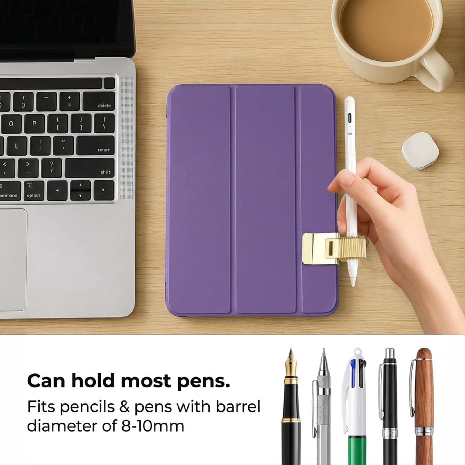 4-Pack Pen Clipboard Holder – Gold and Silver Metal Pencil Holder Clips – Adj…