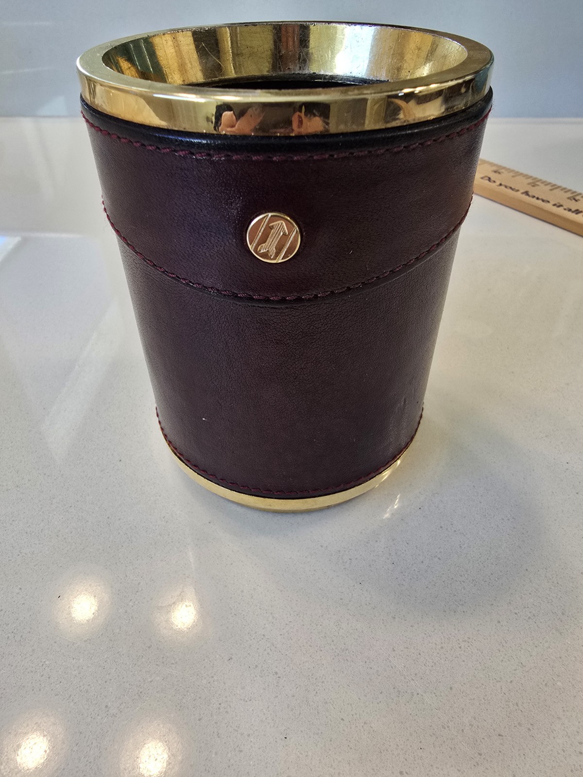 Gold Pfeil Burgundy Leather Desk Organizer Set