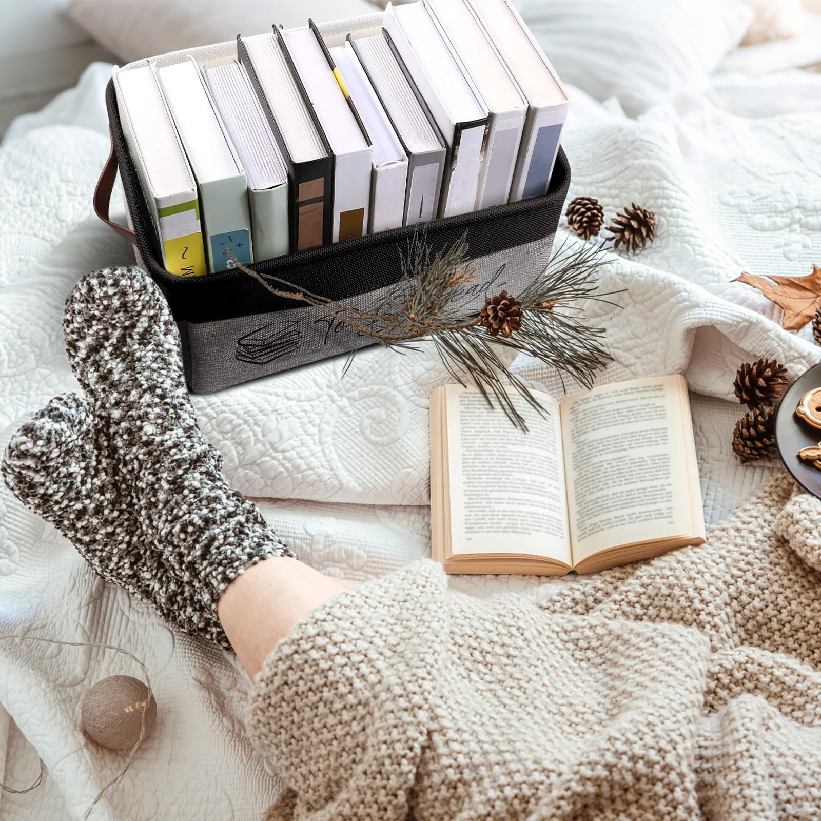 TBR Book Storage Basket To Be Read List Bin Bookish Accessories Organizer