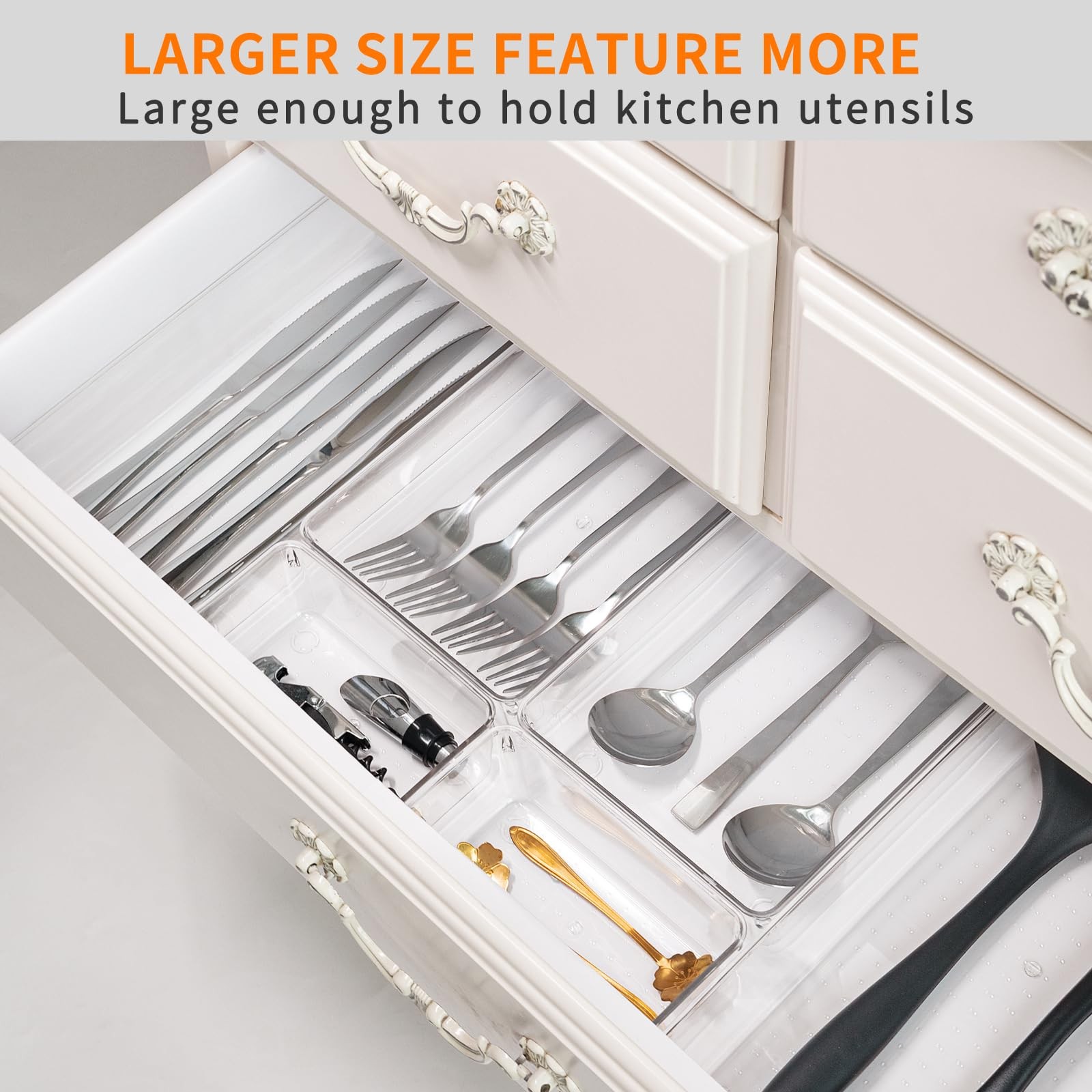 Criusia 12 Pack Large Clear Plastic Drawer Organizer Acrylic Drawer Storage For