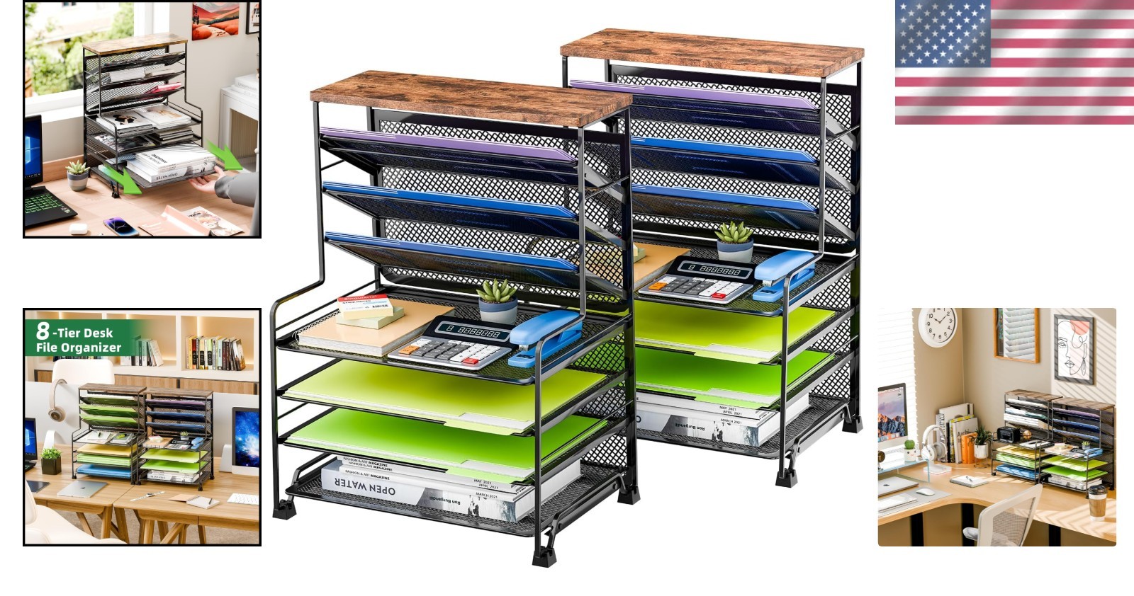 7 Tier Black Desk File Organizer x 2 – Home & Office